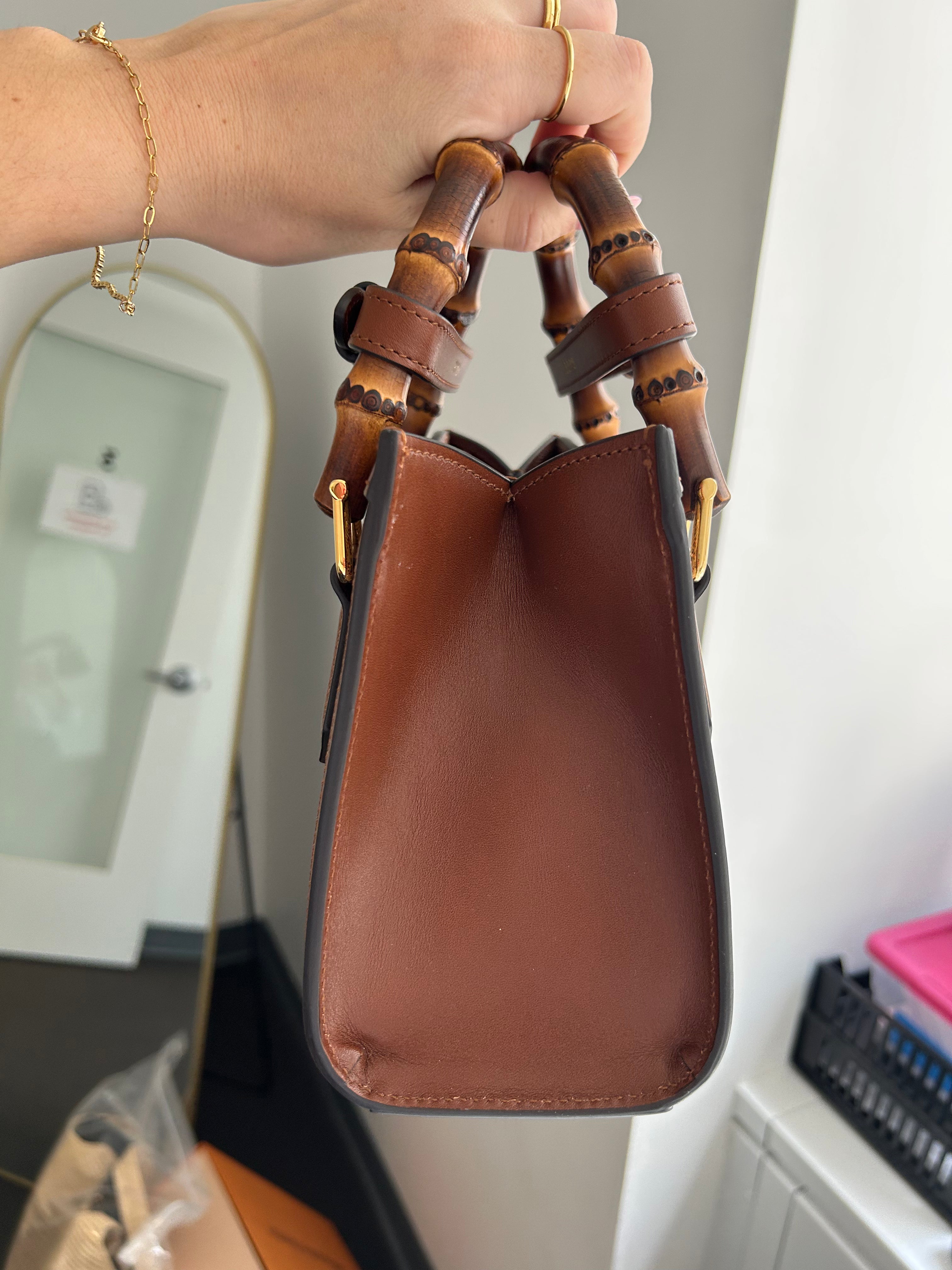 GG Monogram Charisma Calfskin Crystal Mini Diana Tote