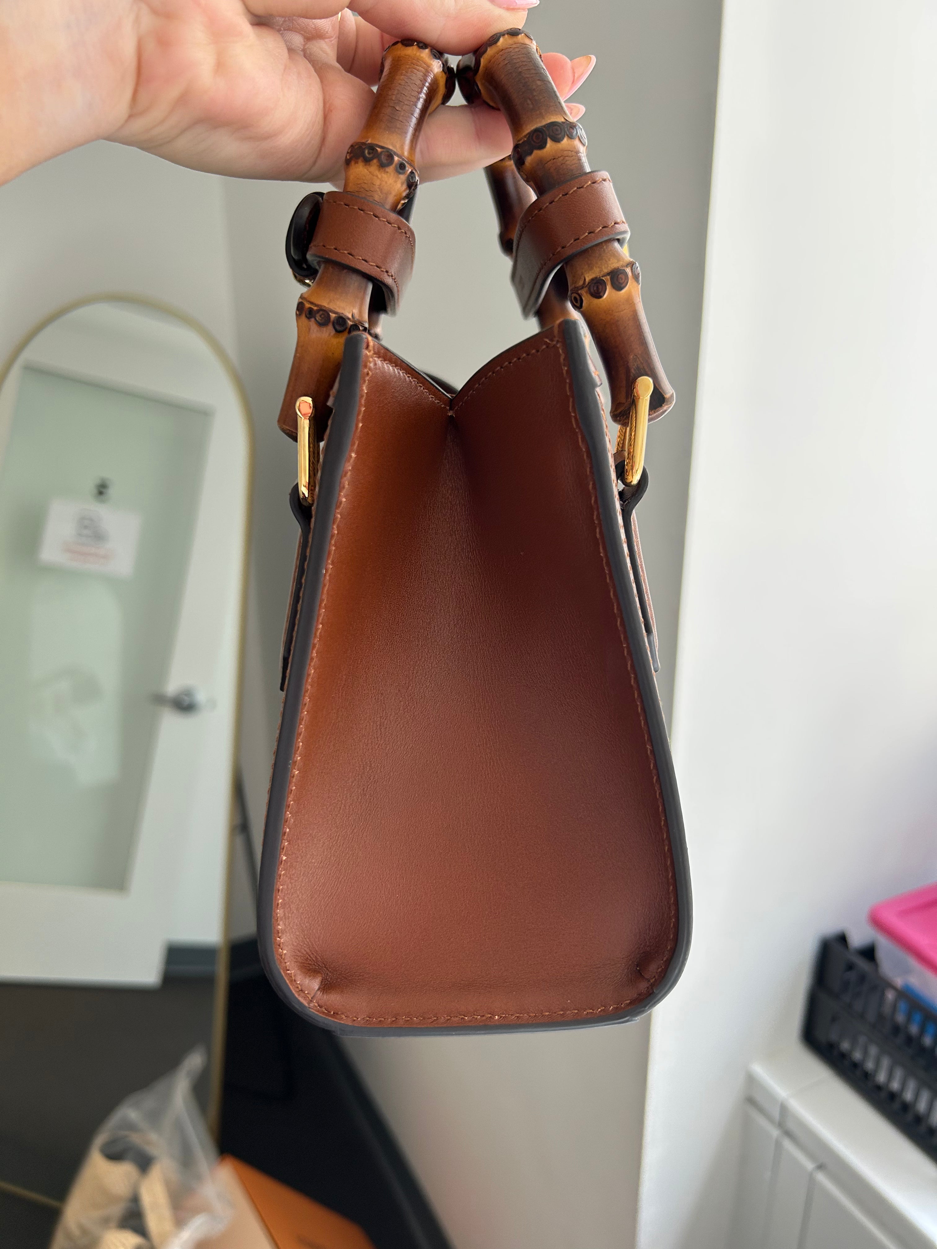 GG Monogram Charisma Calfskin Crystal Mini Diana Tote