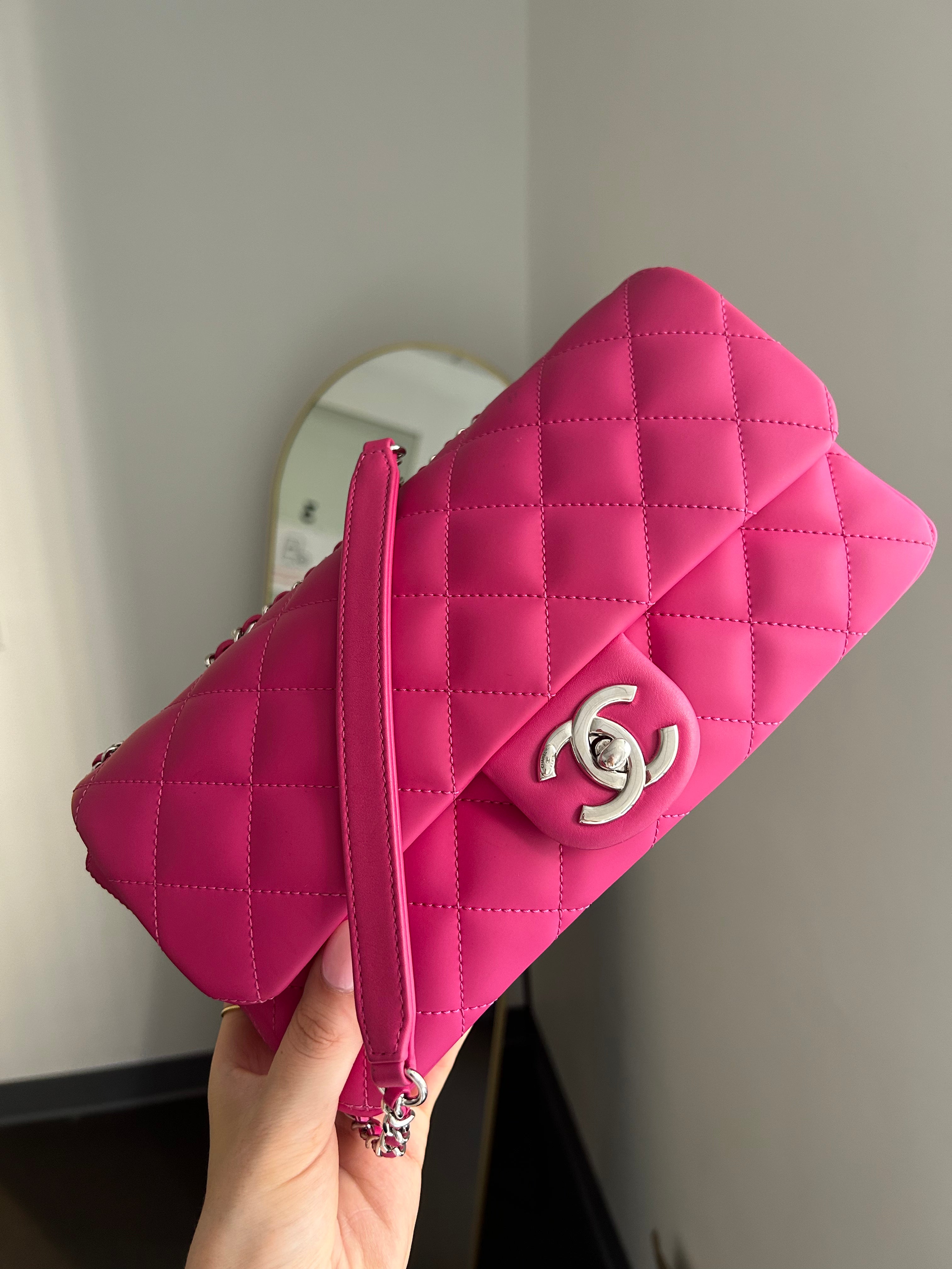 Pink Rubber Medium Coco Rain Flap Bag