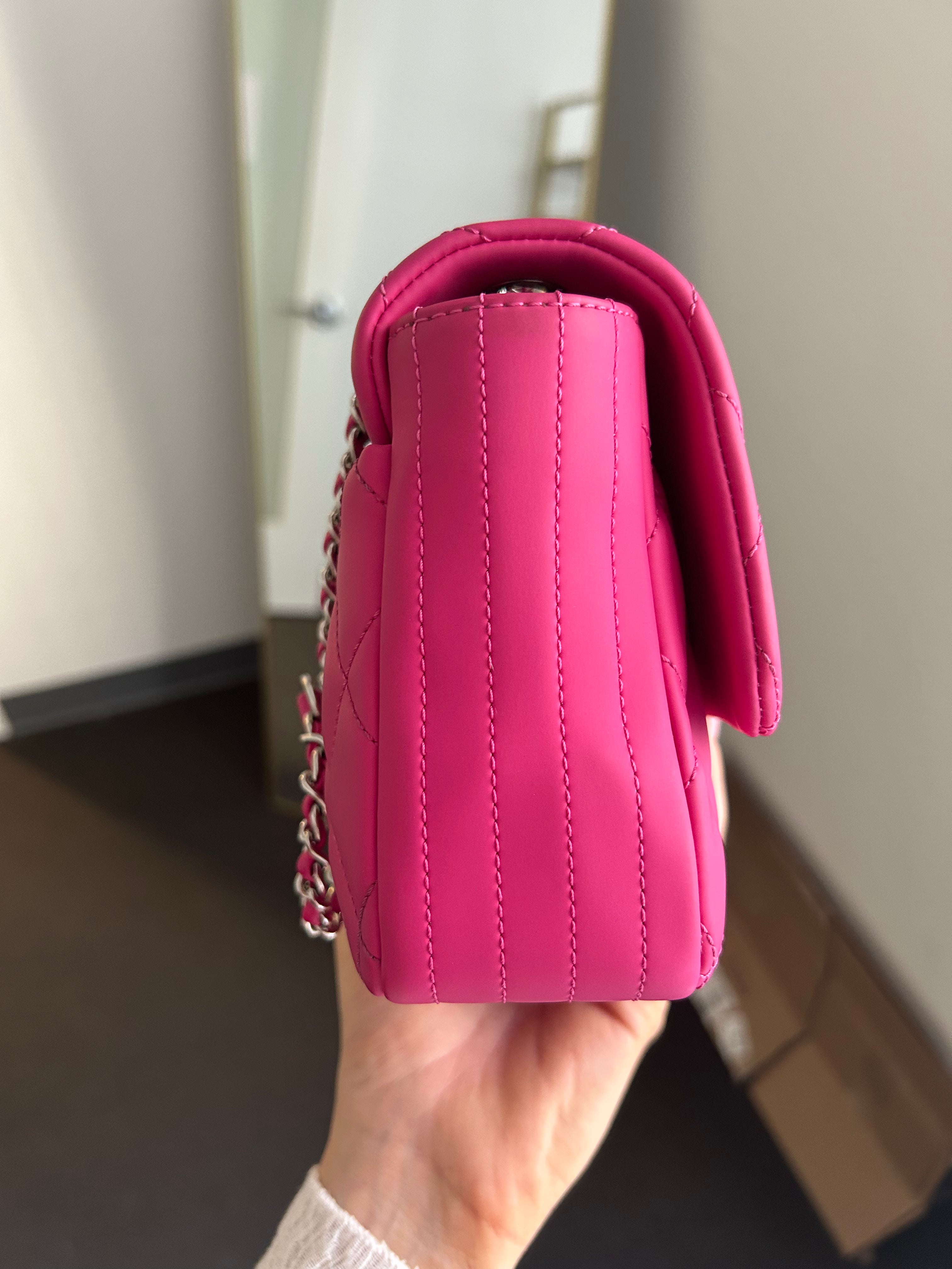 Pink Rubber Medium Coco Rain Flap Bag