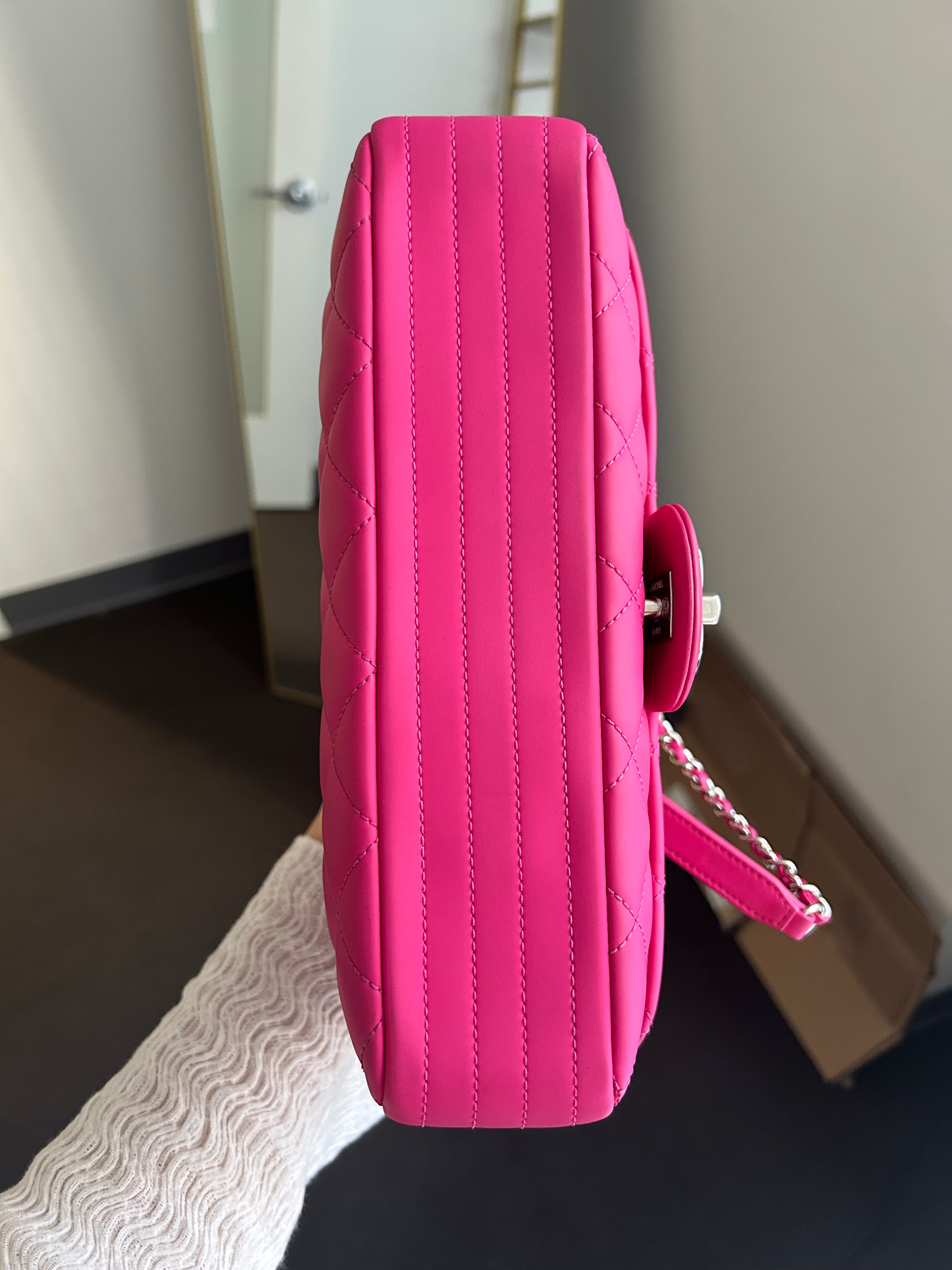 Pink Rubber Medium Coco Rain Flap Bag