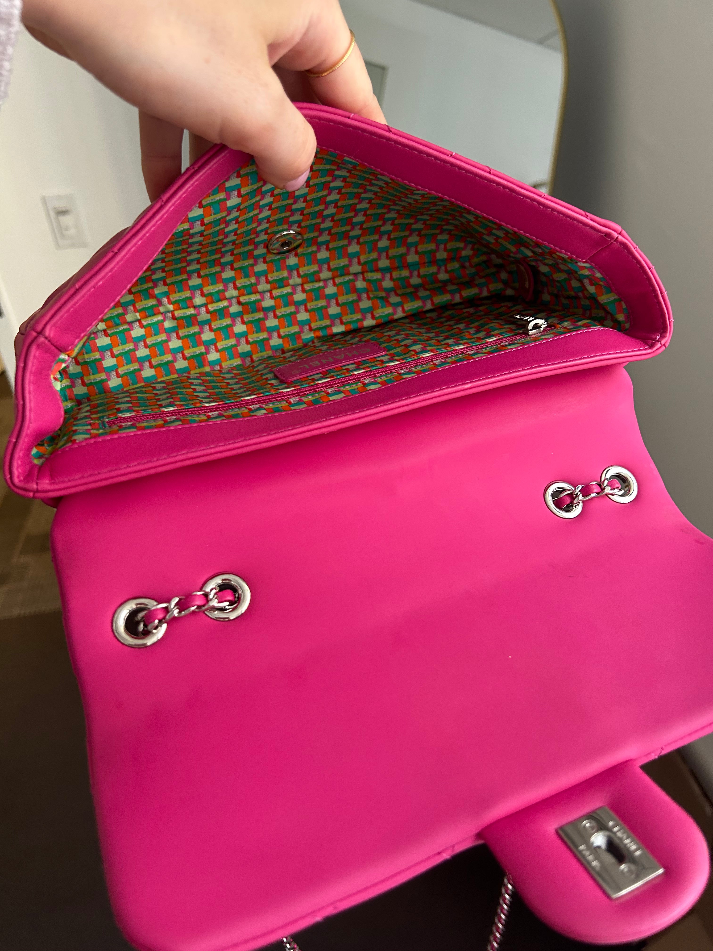 Pink Rubber Medium Coco Rain Flap Bag