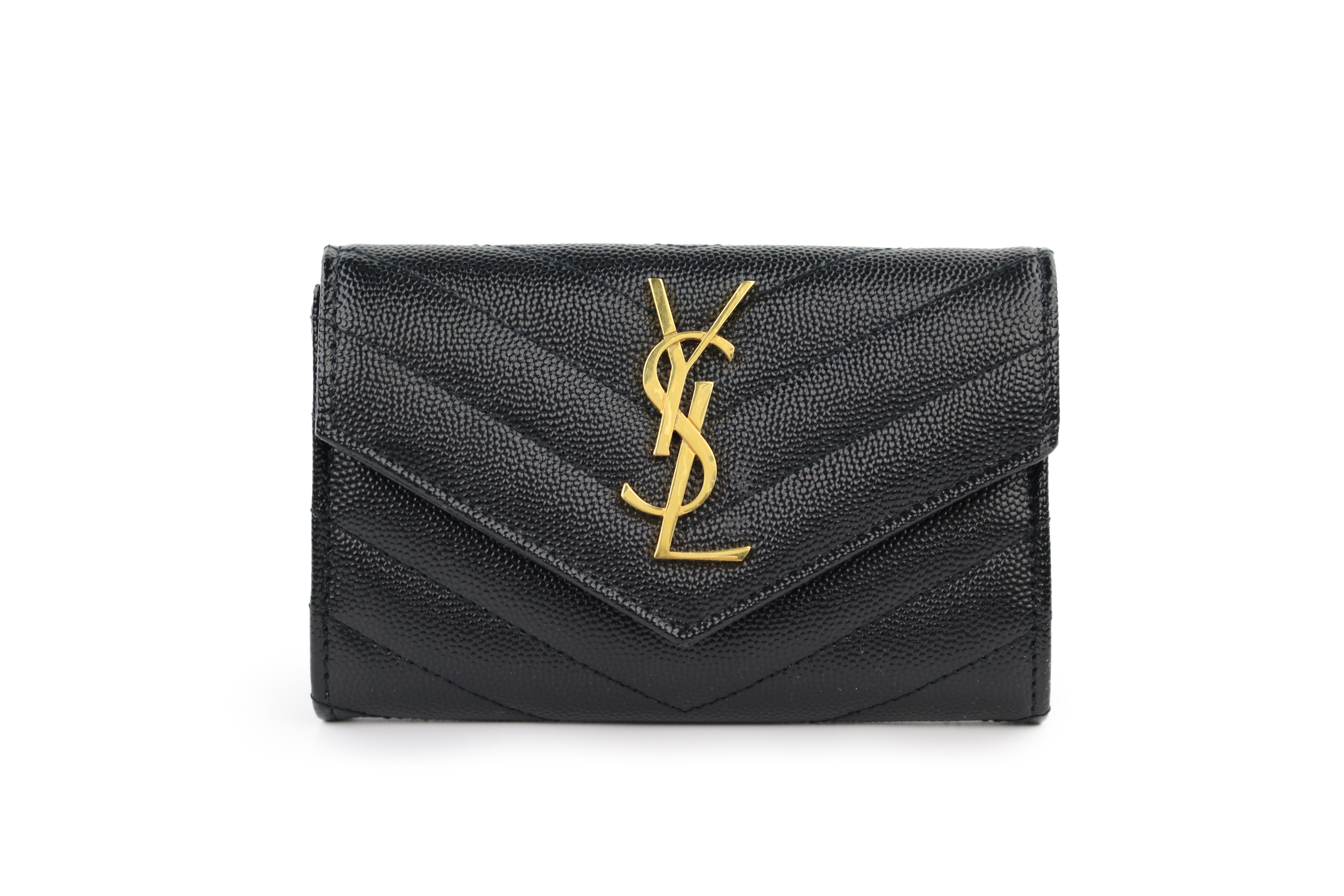 Black Matelasse Compact Wallet