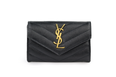 Black Matelasse Compact Wallet