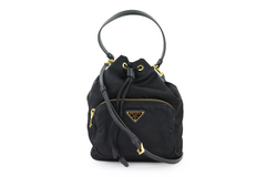 Black Saffiano/Nylon Mini Duet Bucket Bag