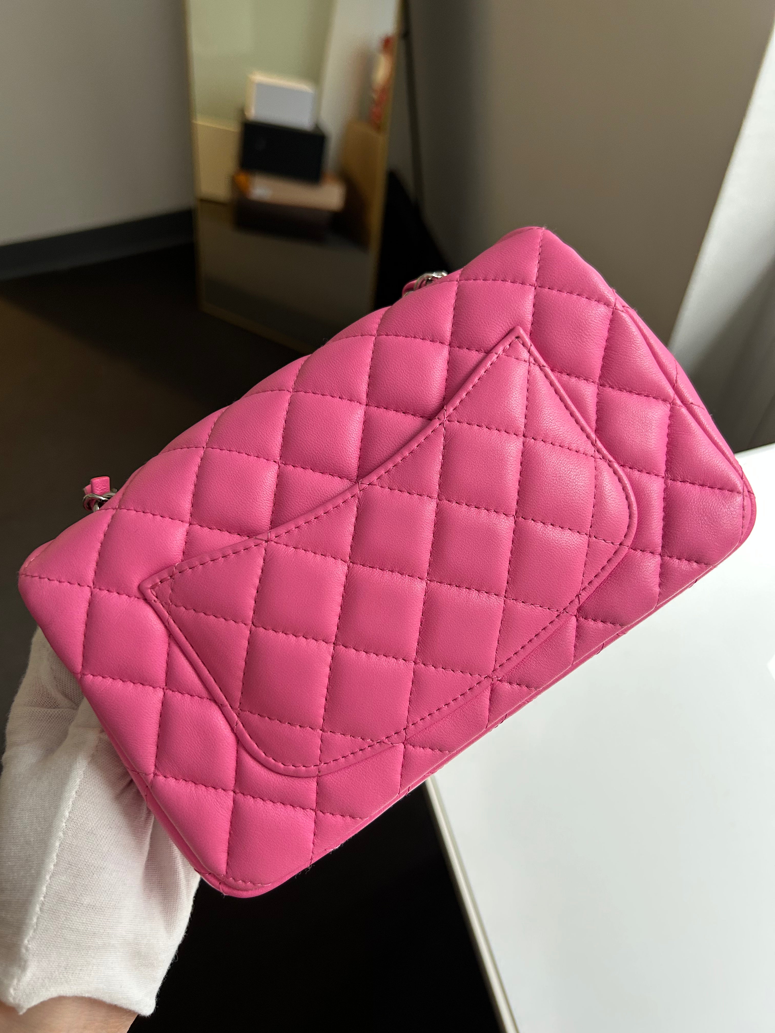 Bright Pink Lambskin Rectangular Mini