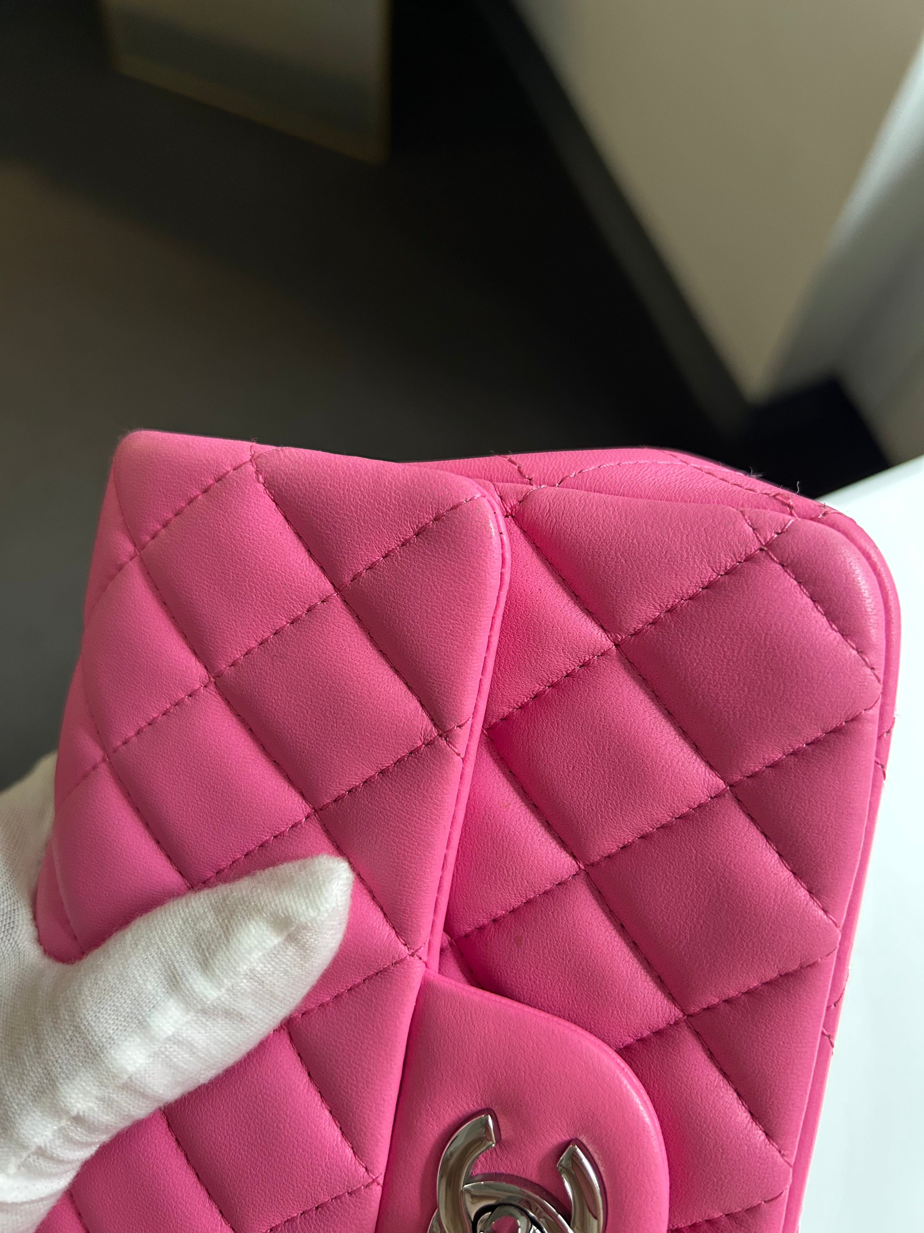 Bright Pink Lambskin Rectangular Mini