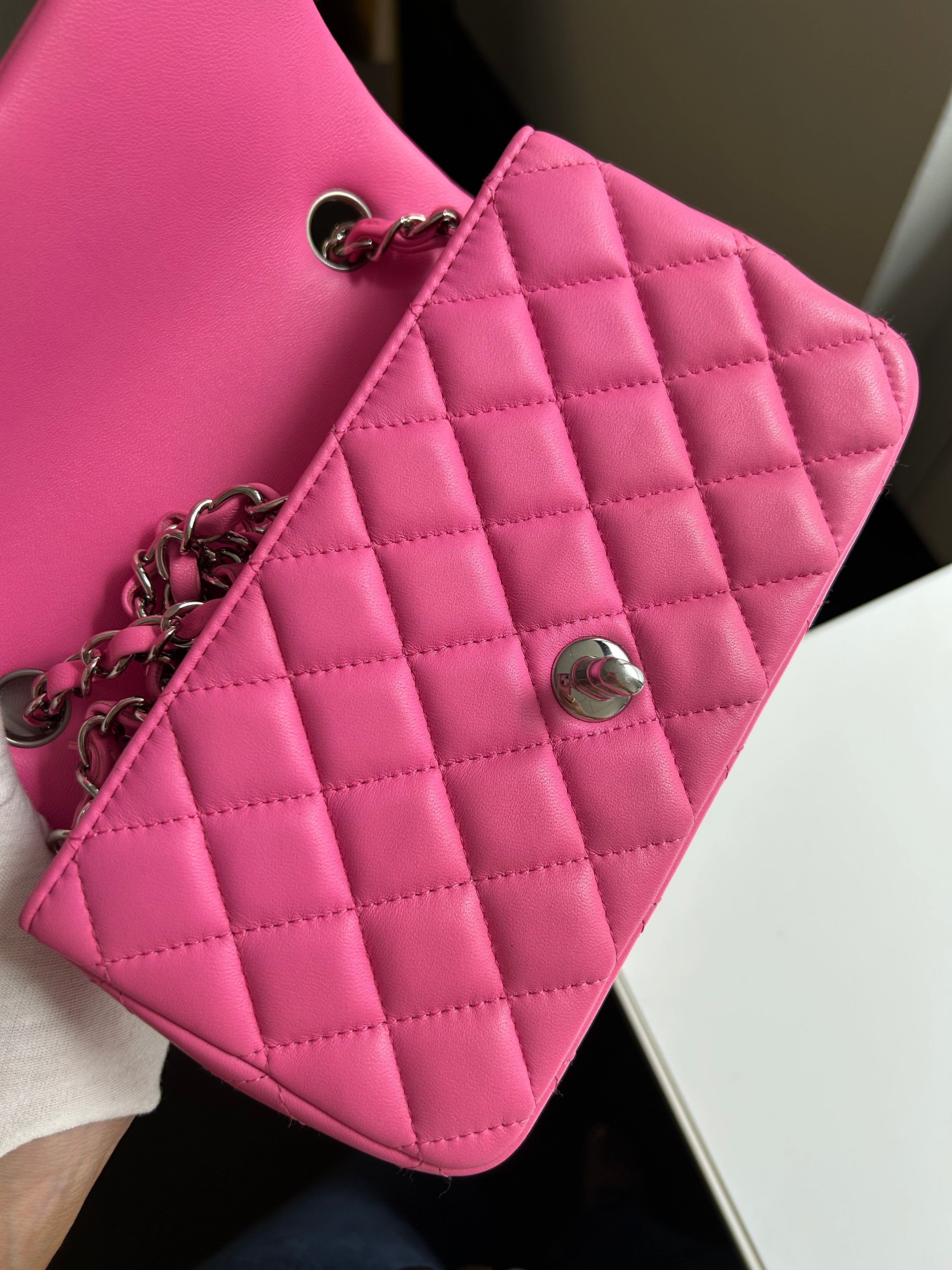 Bright Pink Lambskin Rectangular Mini