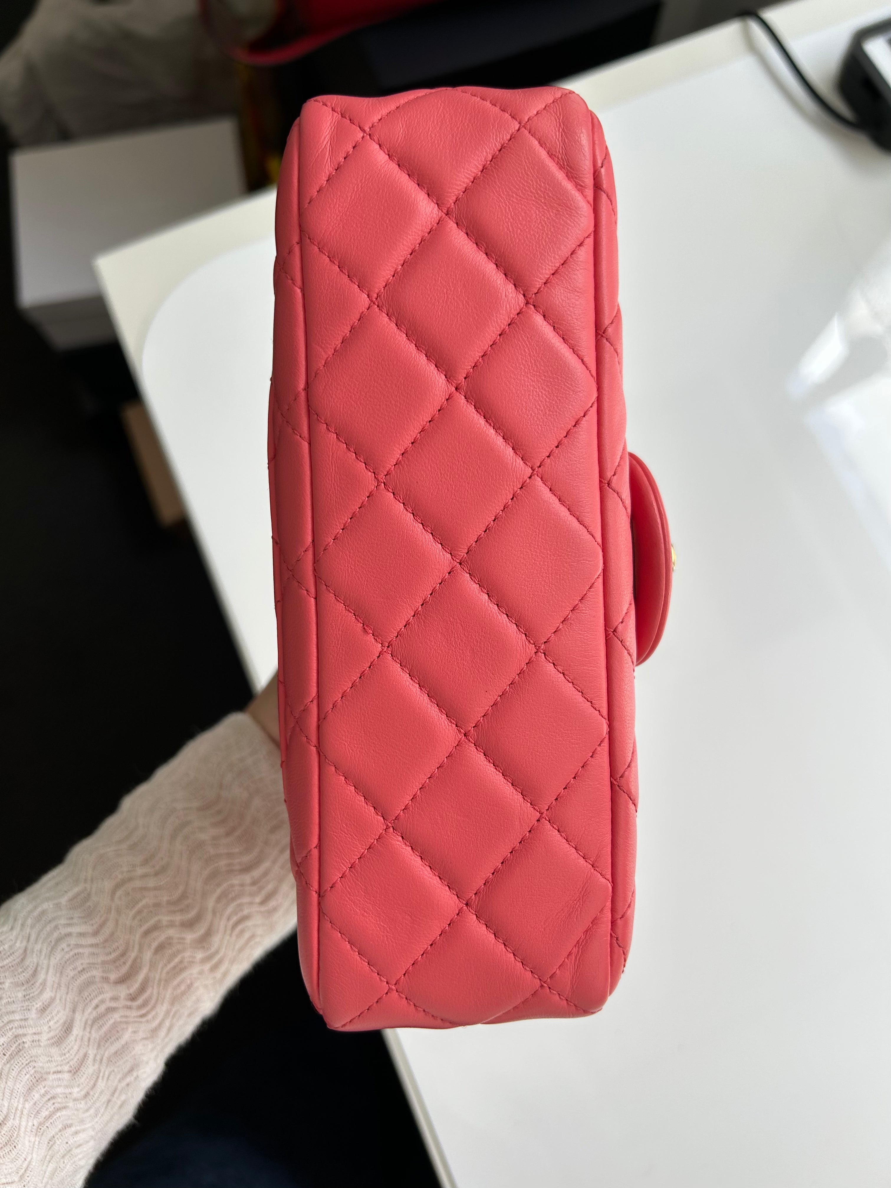 Pink Lambskin Pearl Crush Rectangular Mini