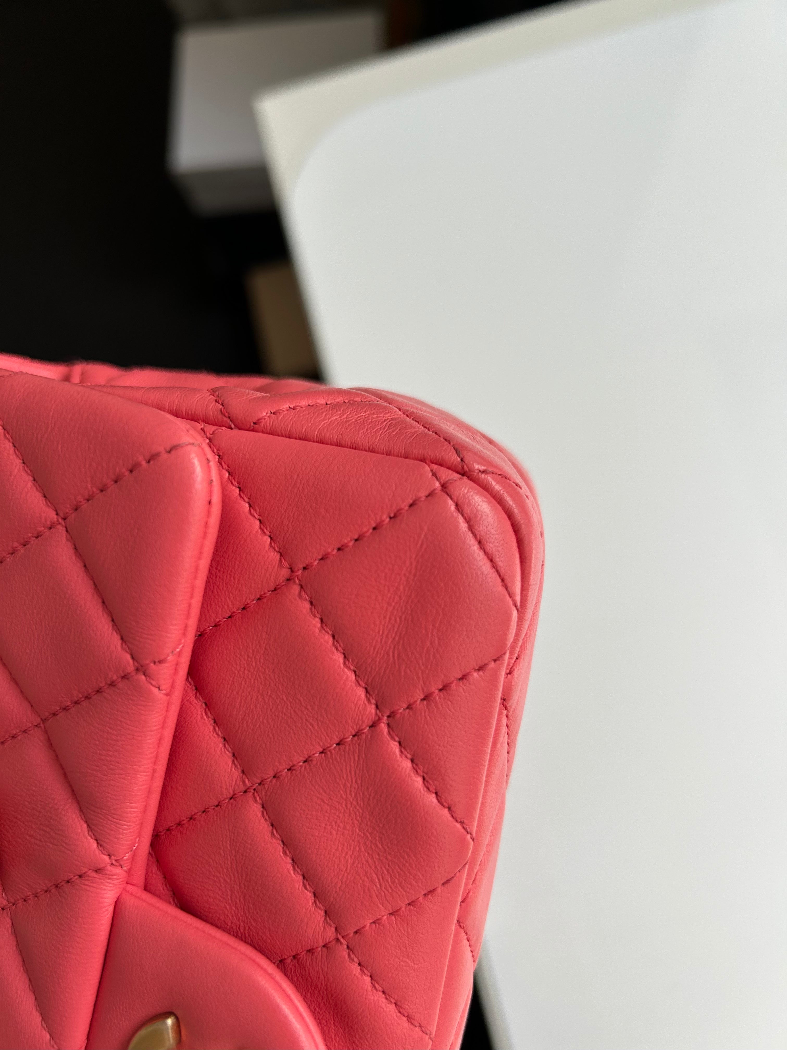 Pink Lambskin Pearl Crush Rectangular Mini