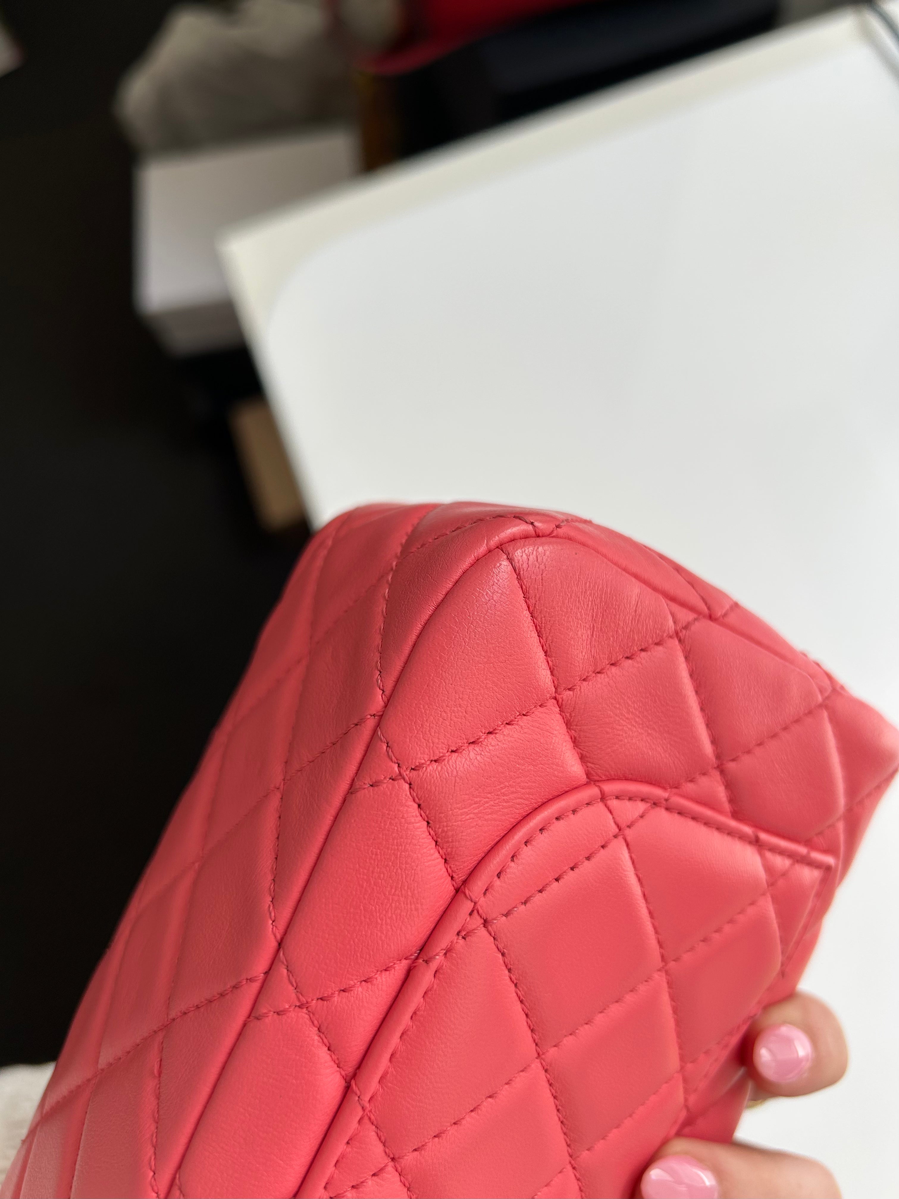 Pink Lambskin Pearl Crush Rectangular Mini