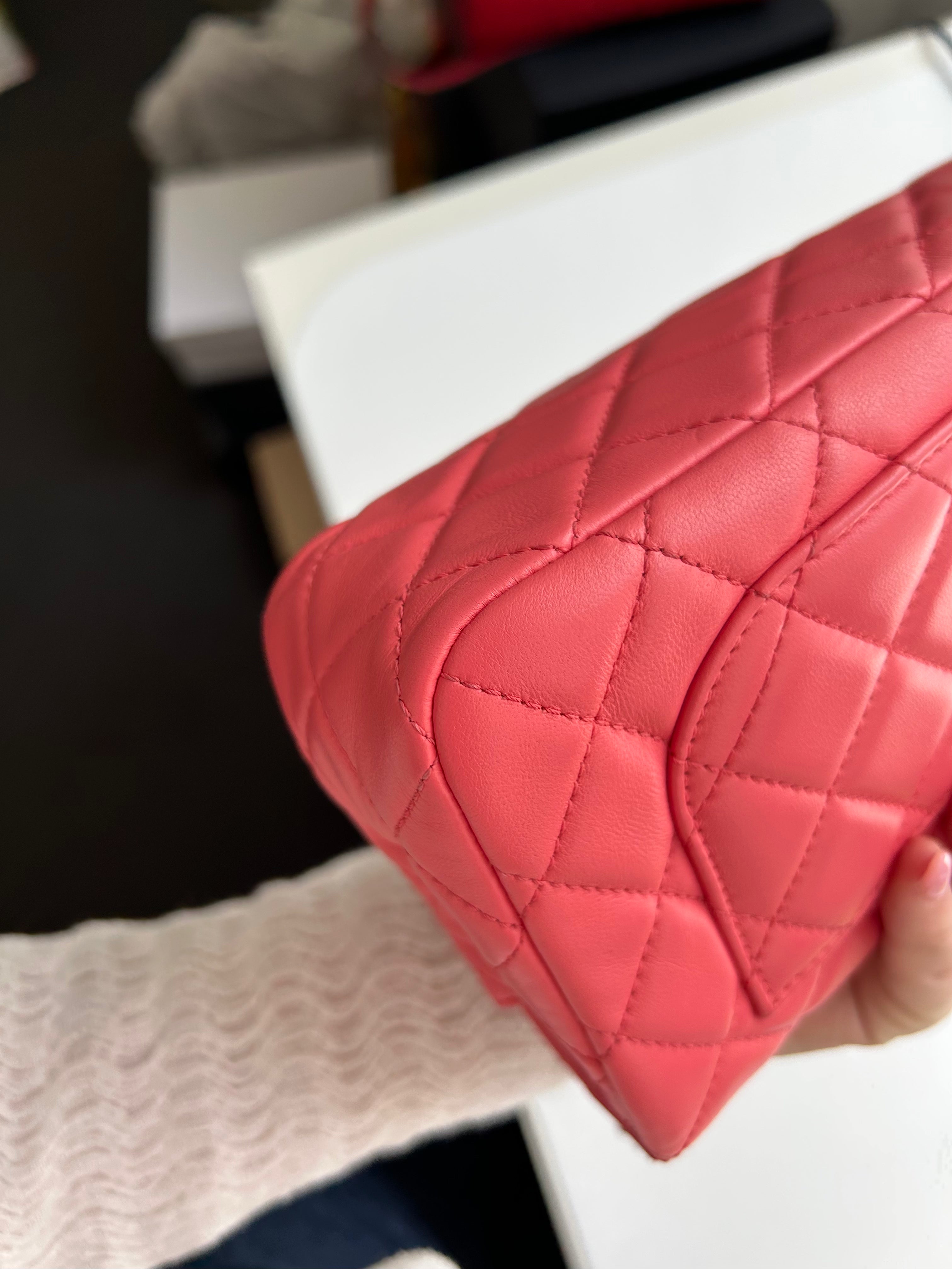 Pink Lambskin Pearl Crush Rectangular Mini