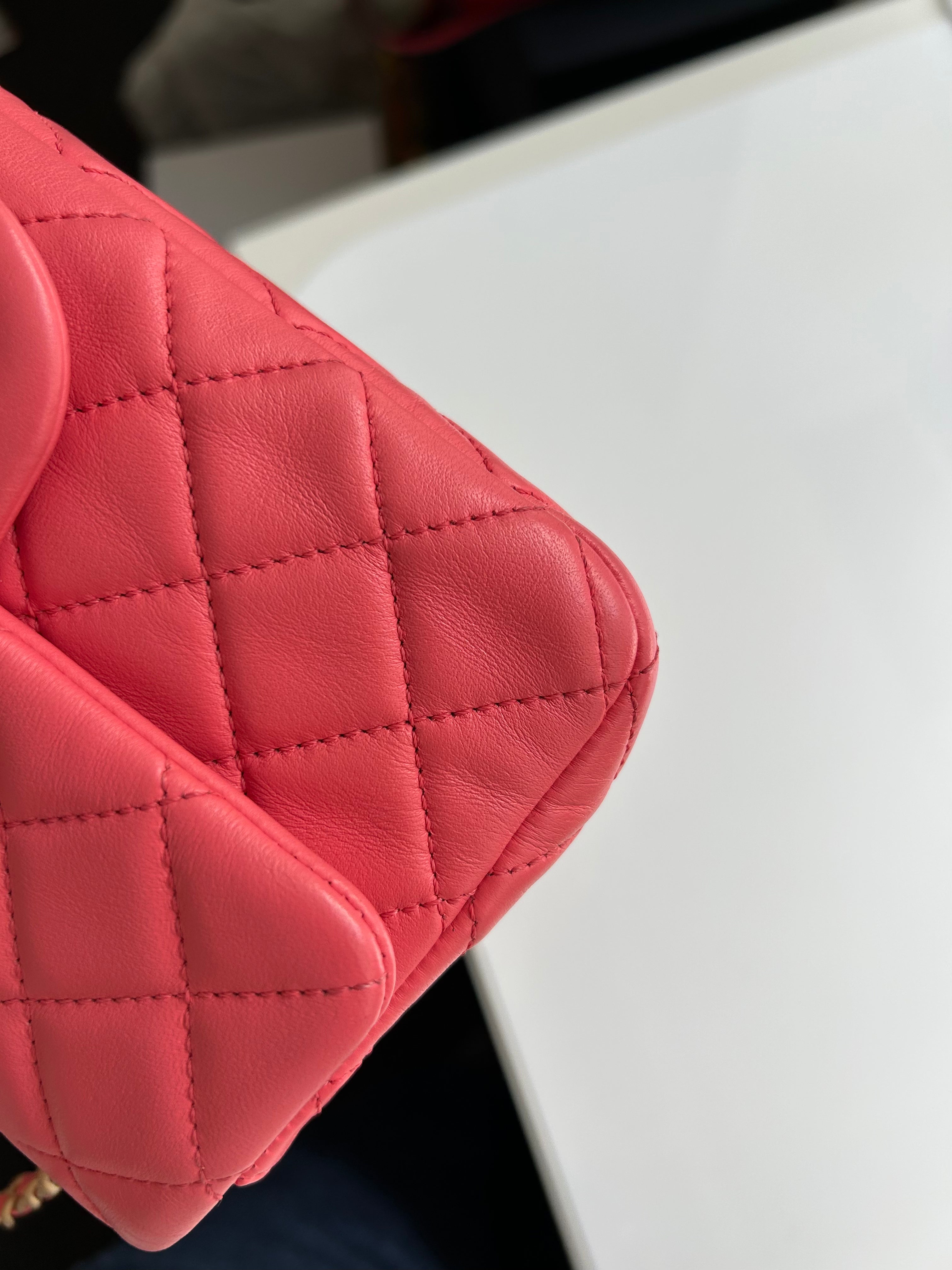Pink Lambskin Pearl Crush Rectangular Mini