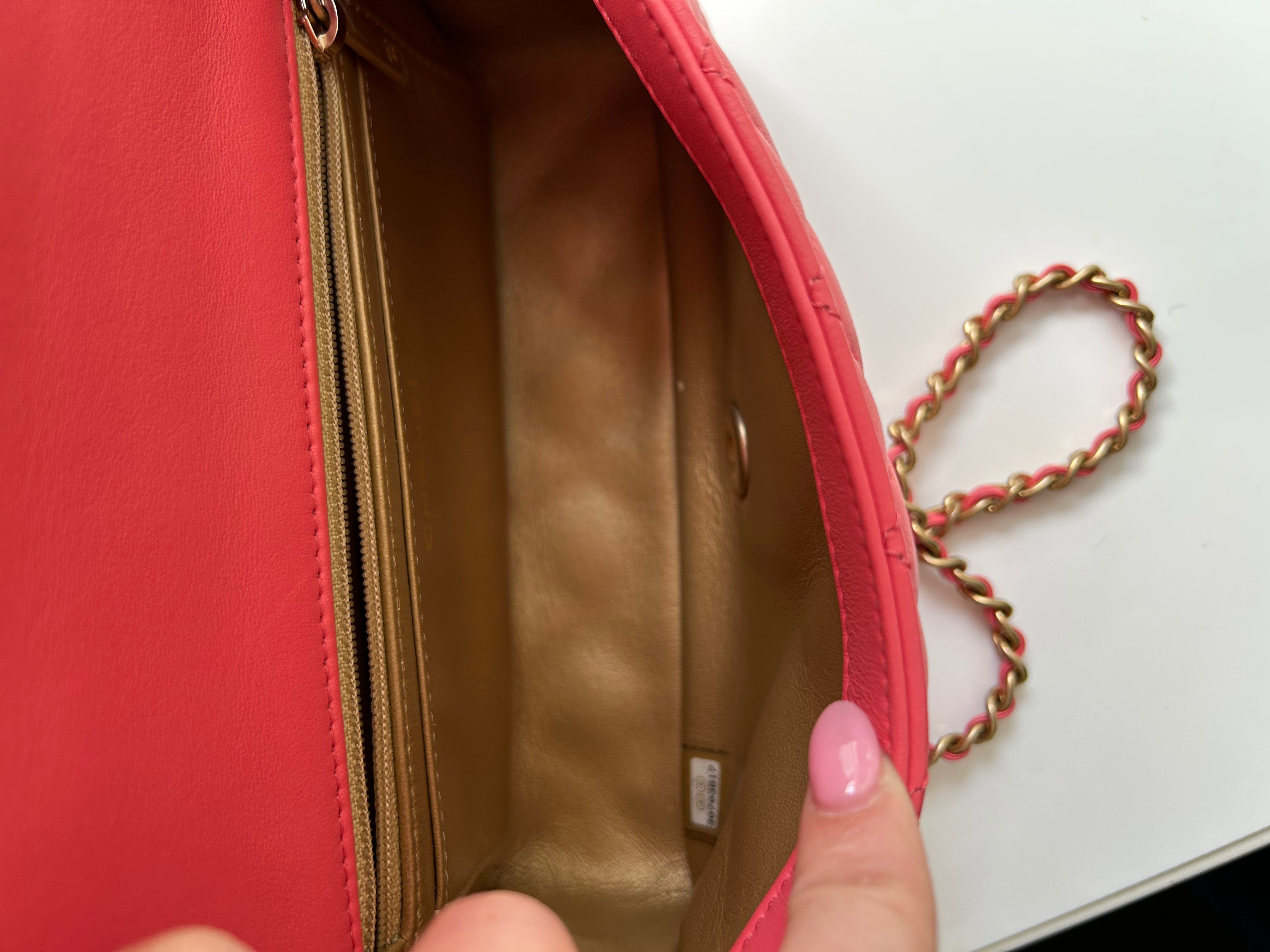 Pink Lambskin Pearl Crush Rectangular Mini