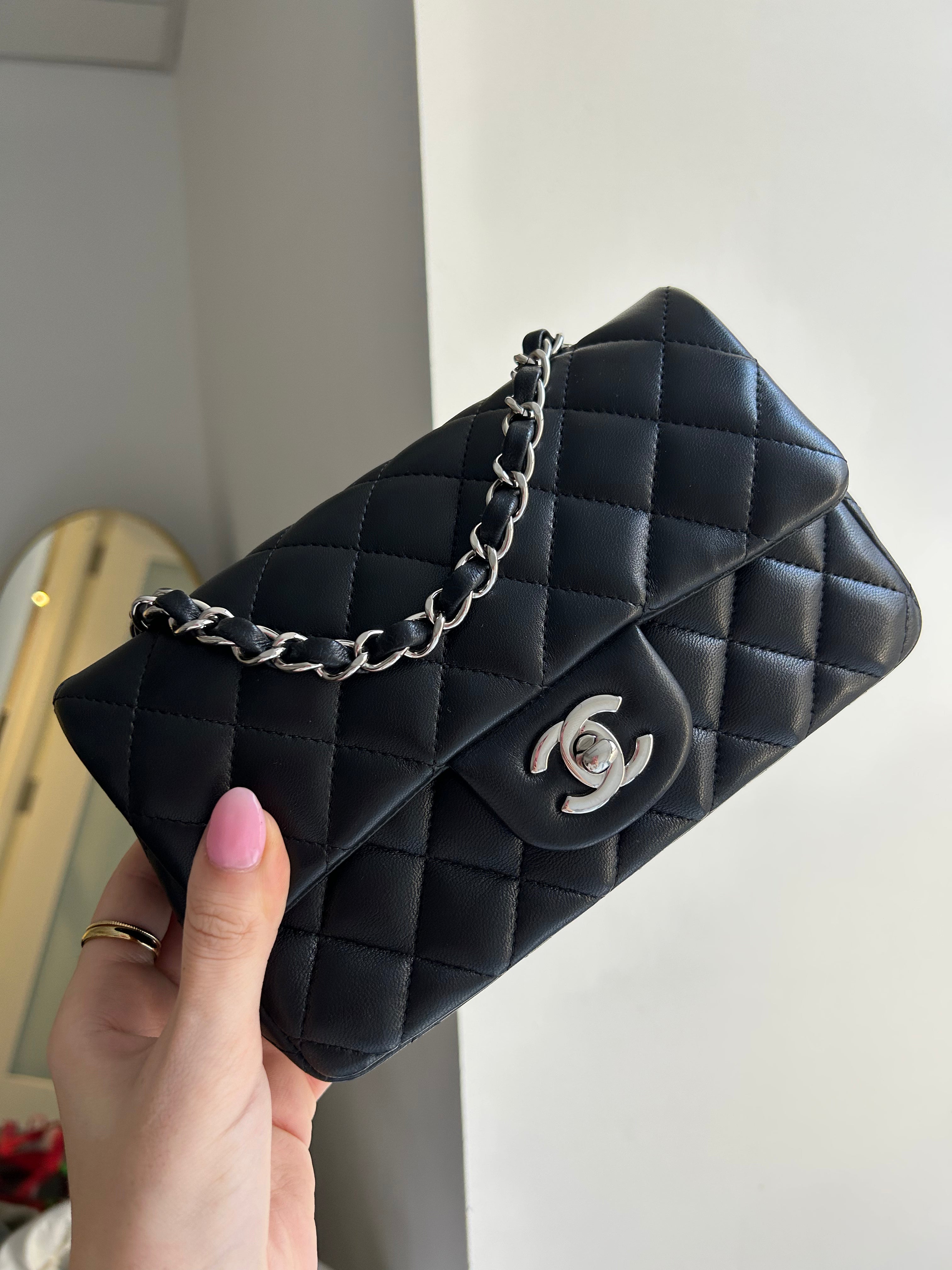 Black Lambskin Rectangular Mini