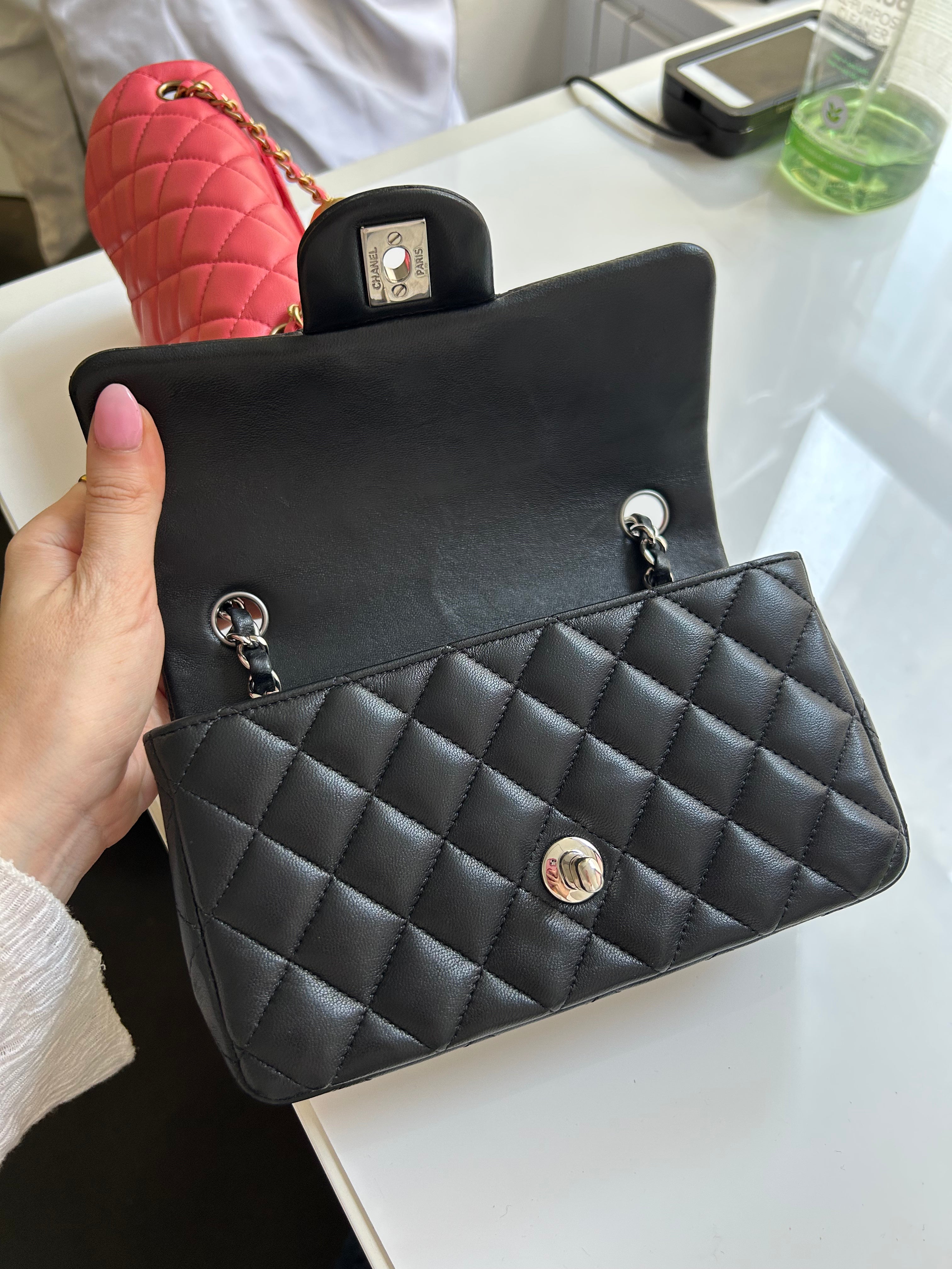 Black Lambskin Rectangular Mini