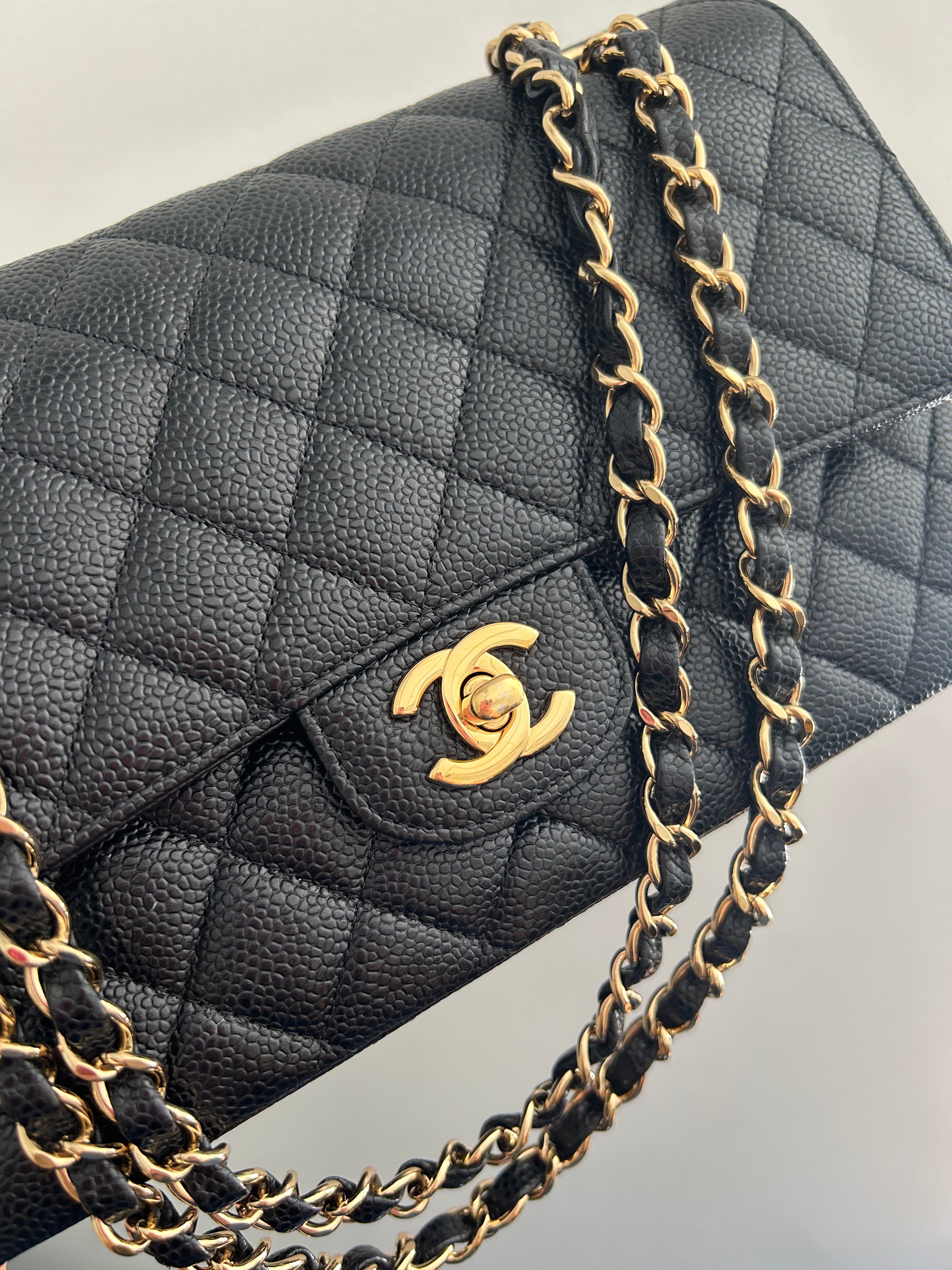 Black Caviar Medium Classic Flap
