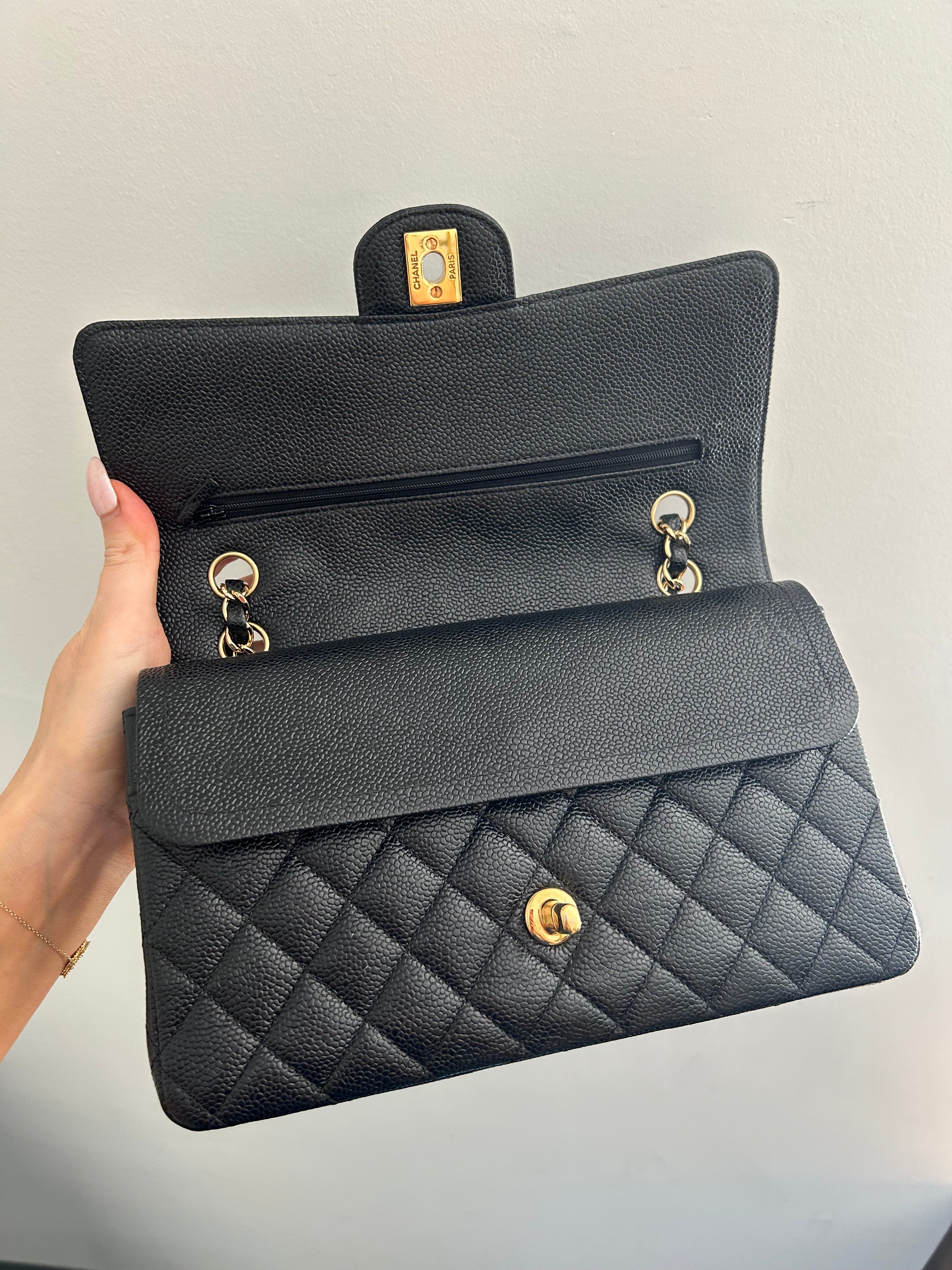 Black Caviar Medium Classic Flap