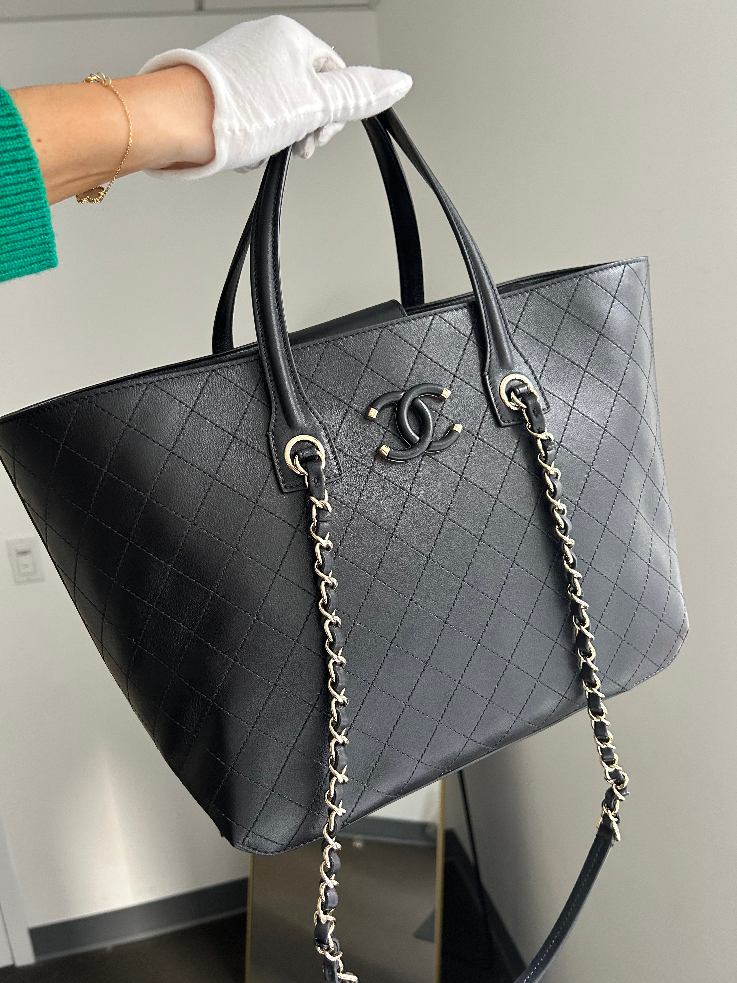 Black Calfskin Stitched Tote