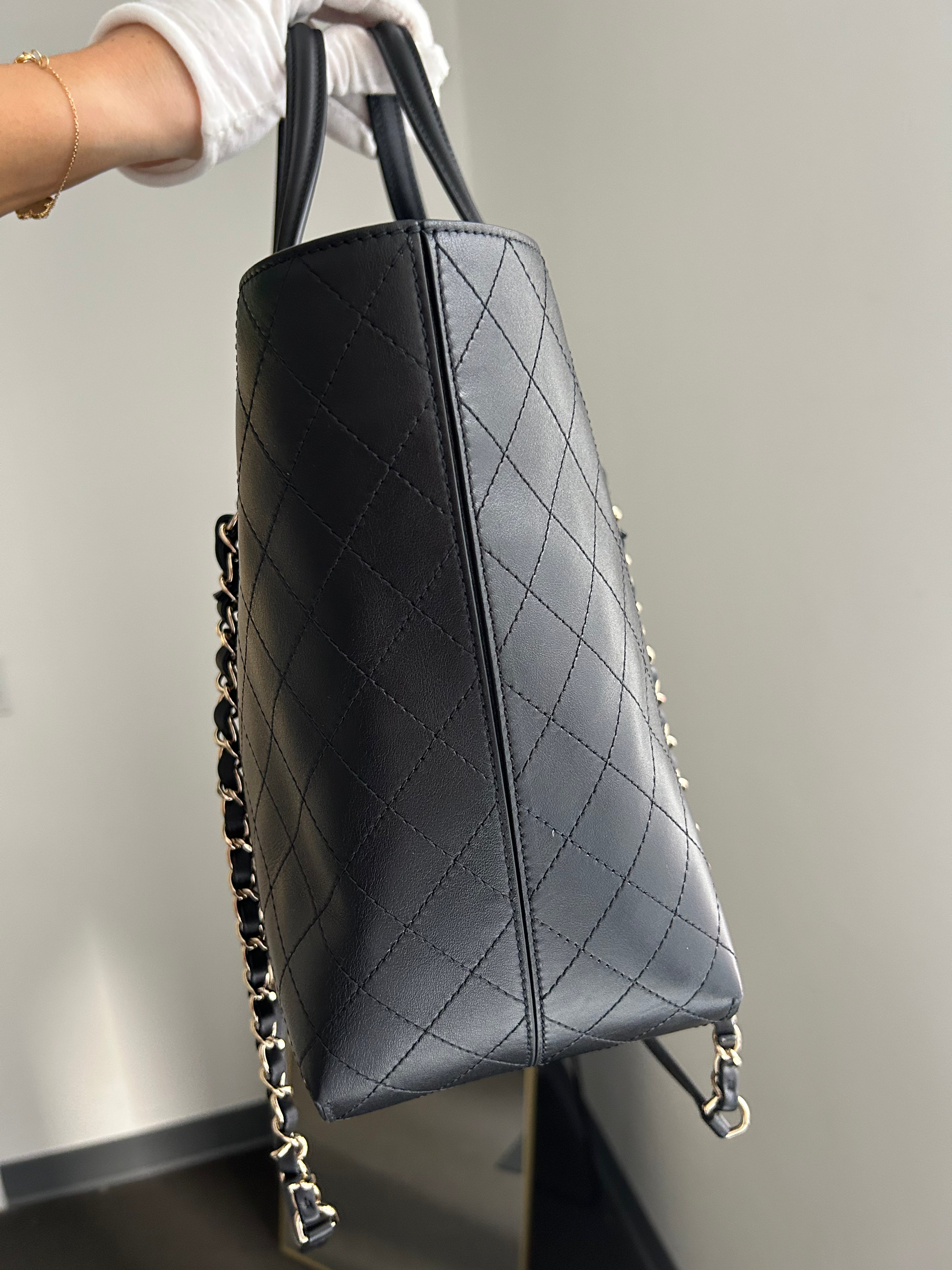 Black Calfskin Stitched Tote