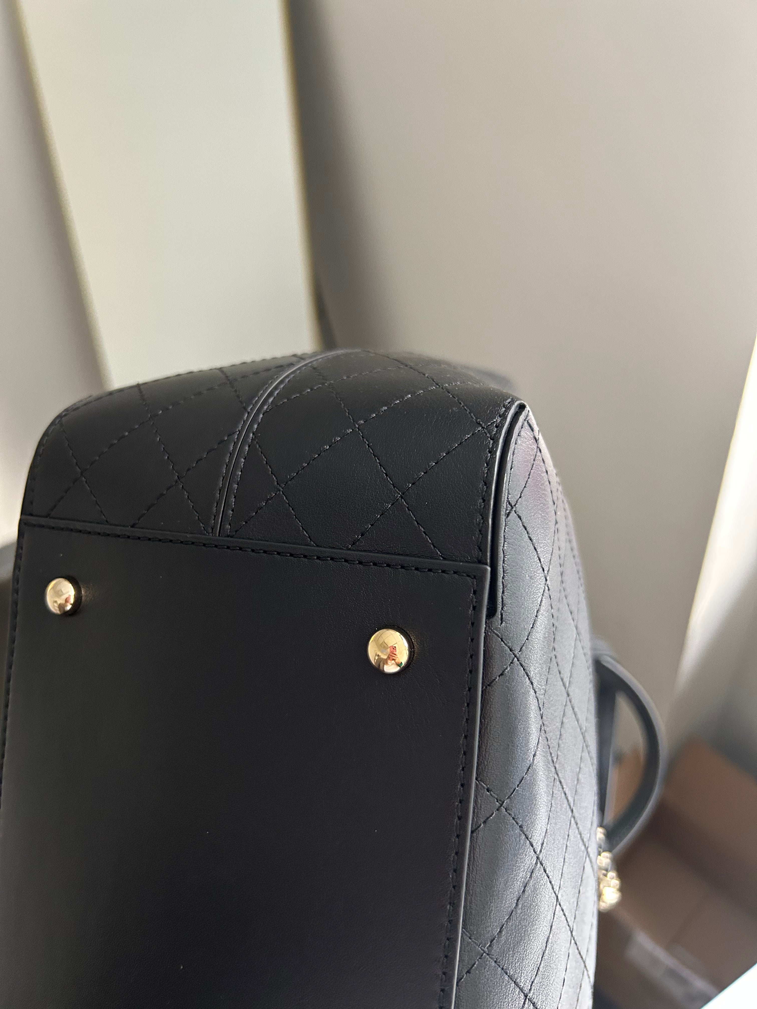 Black Calfskin Stitched Tote