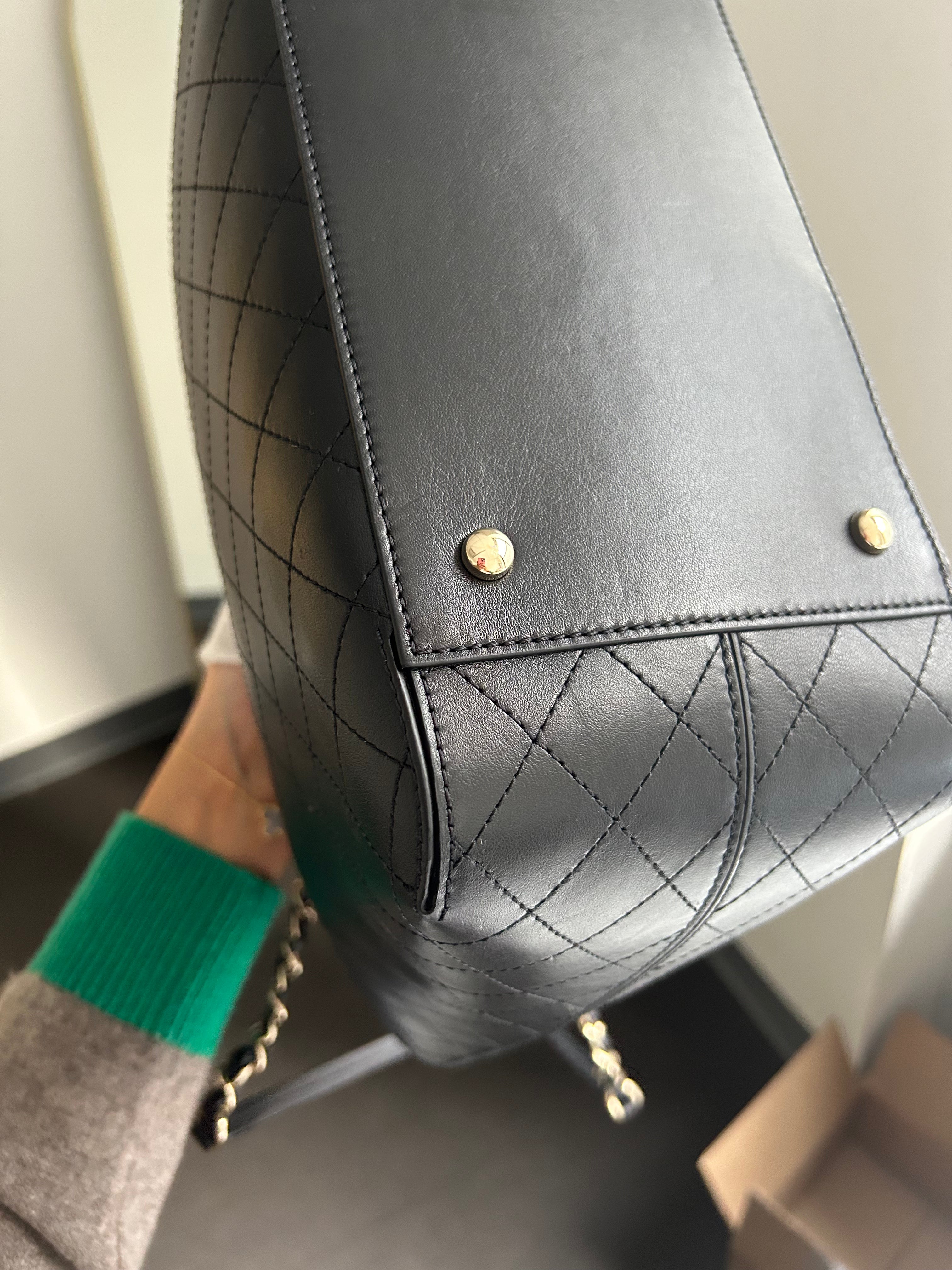 Black Calfskin Stitched Tote