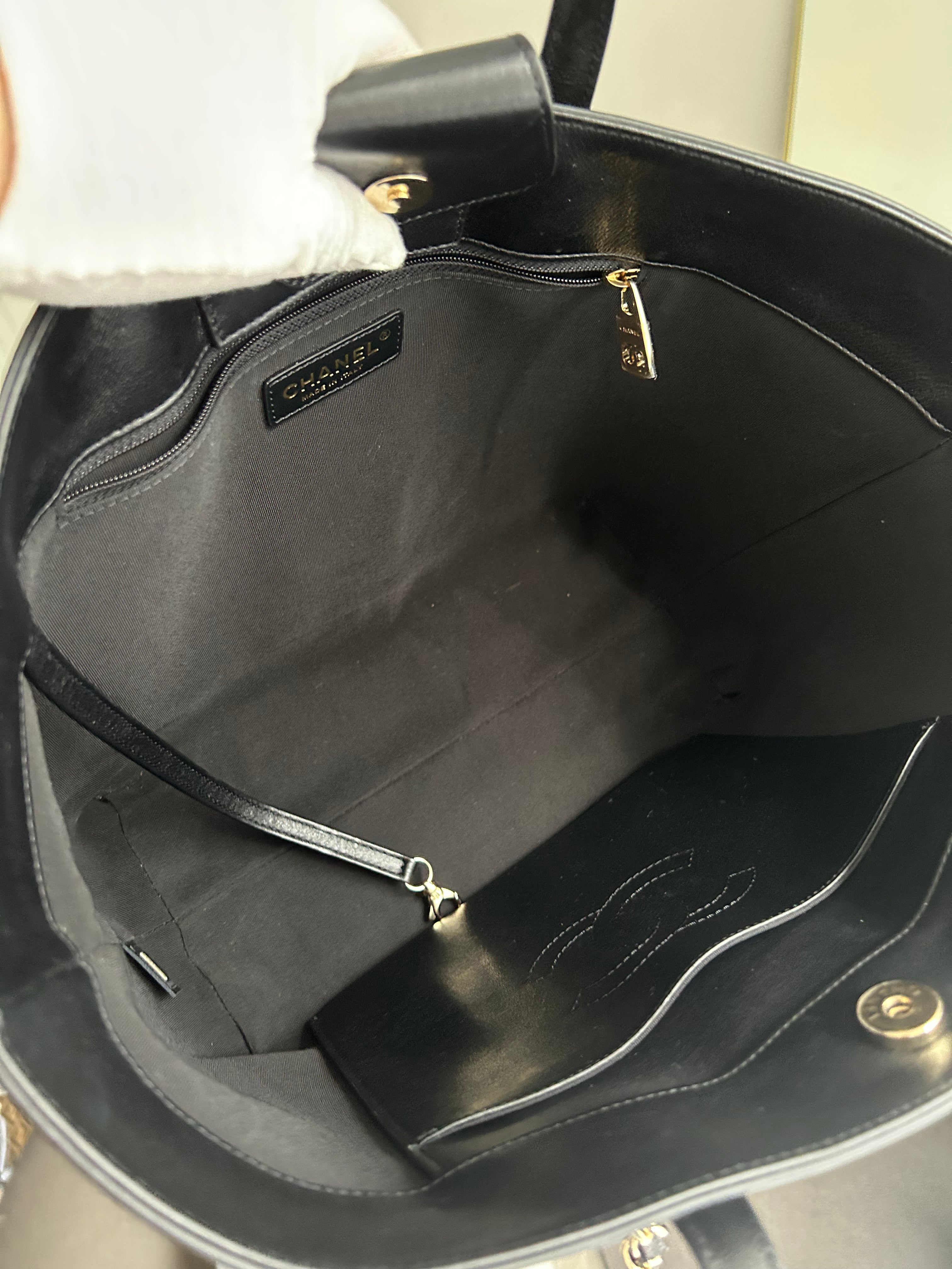 Black Calfskin Stitched Tote