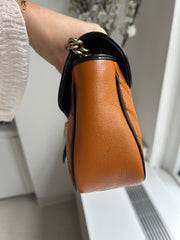 Cognac Calfskin Matelasse Diagonal Small Torchon GG Marmont Flap