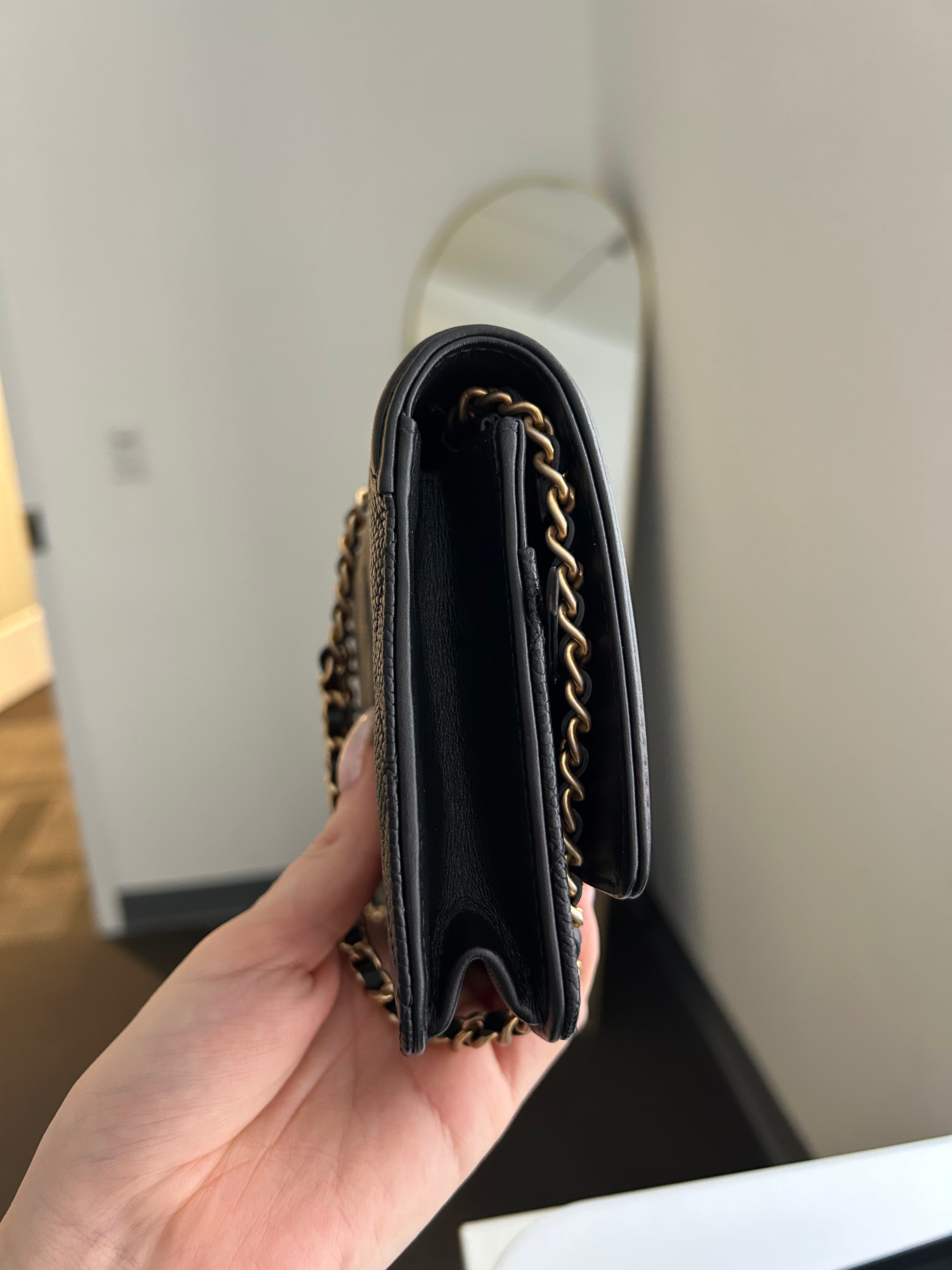 Black Caviar Filigree Wallet on a Chain