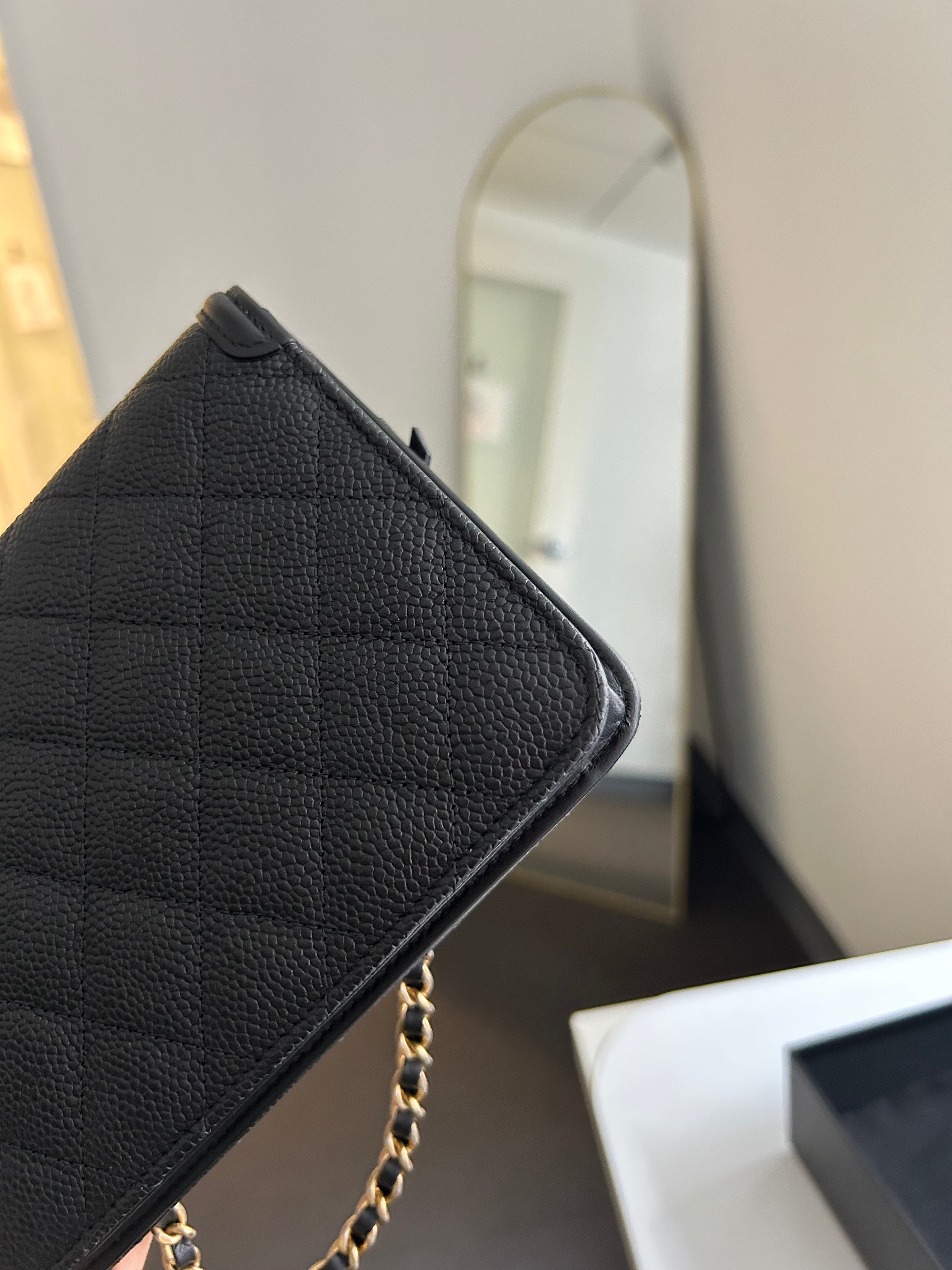 Black Caviar Filigree Wallet on a Chain