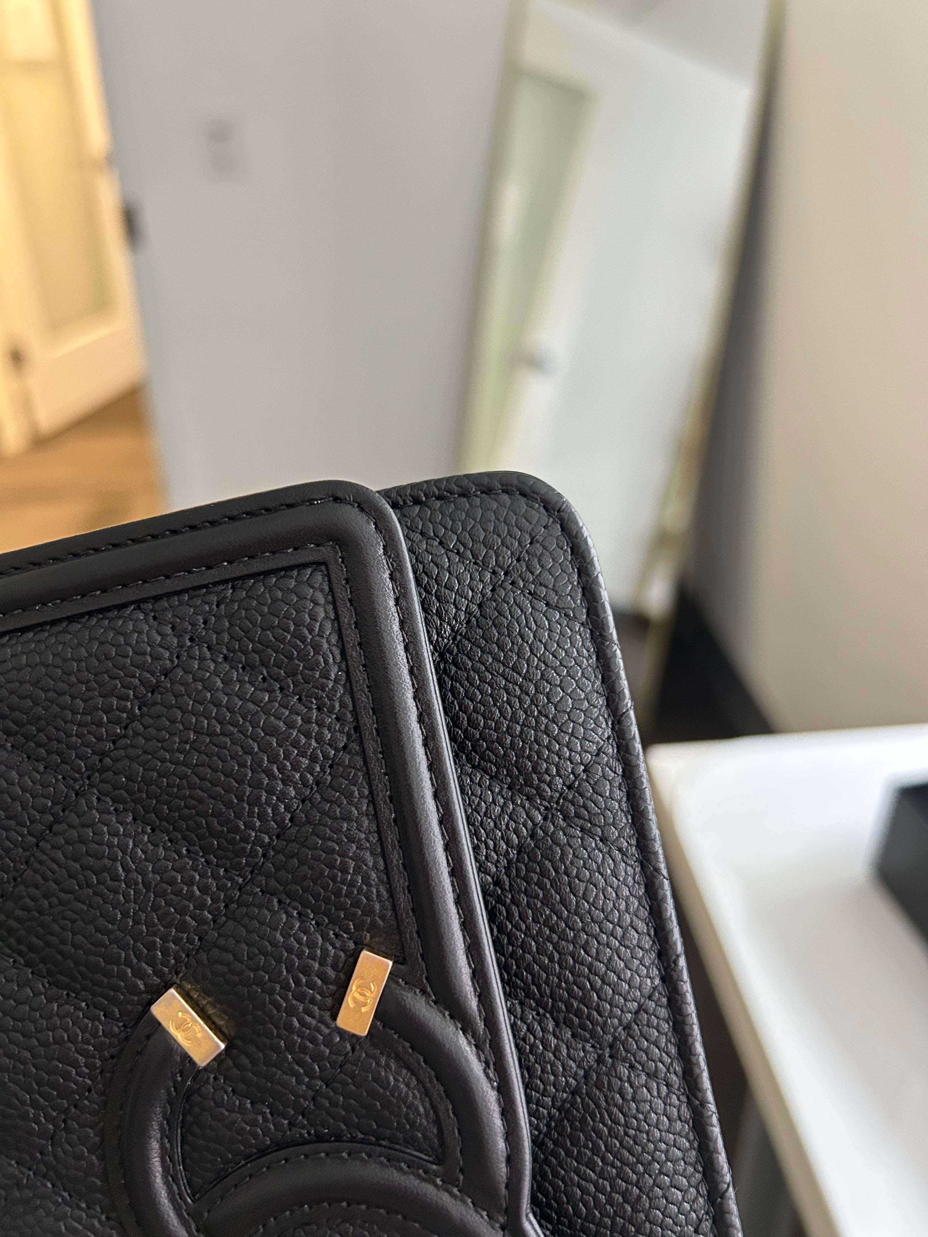 Black Caviar Filigree Wallet on a Chain
