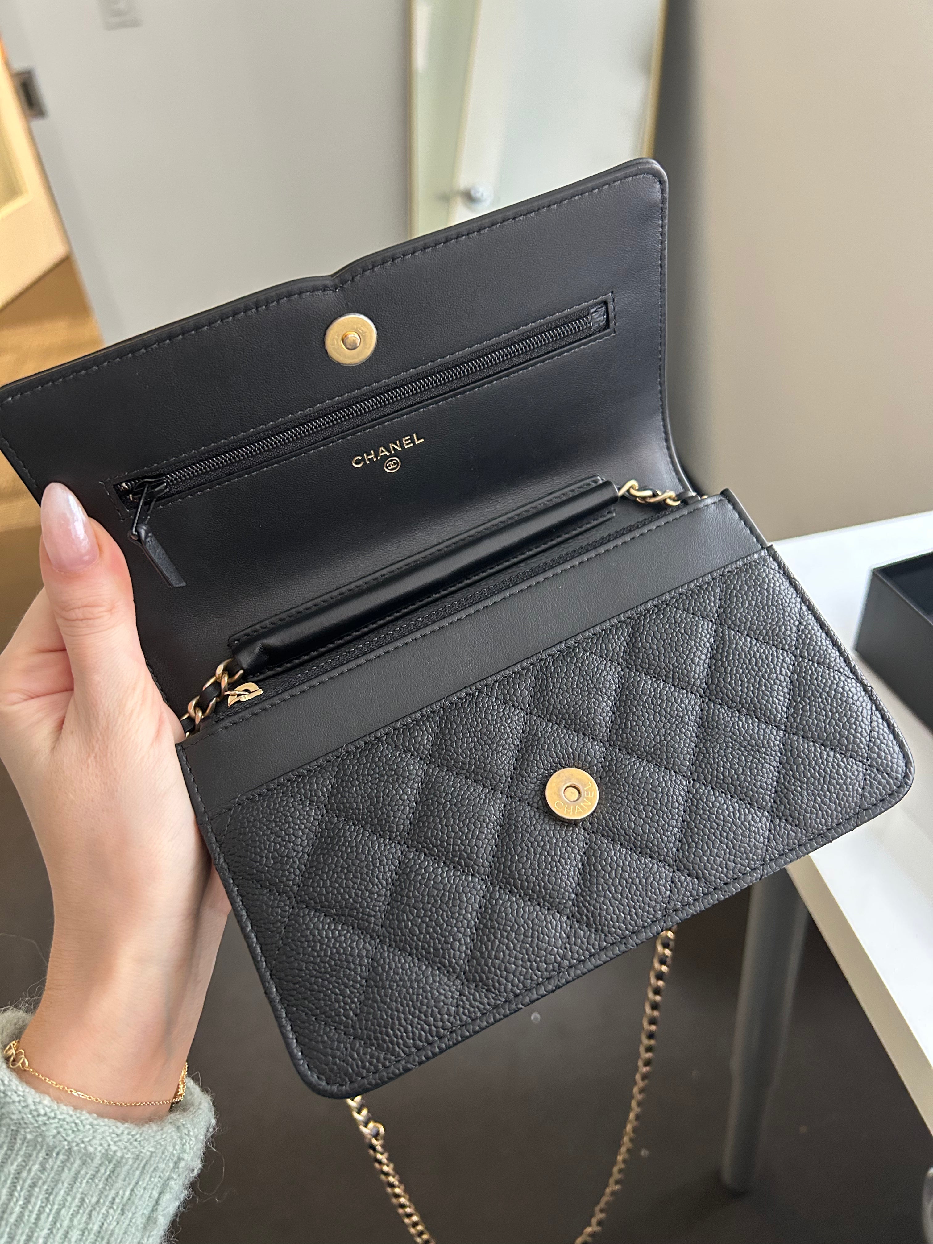 Black Caviar Filigree Wallet on a Chain