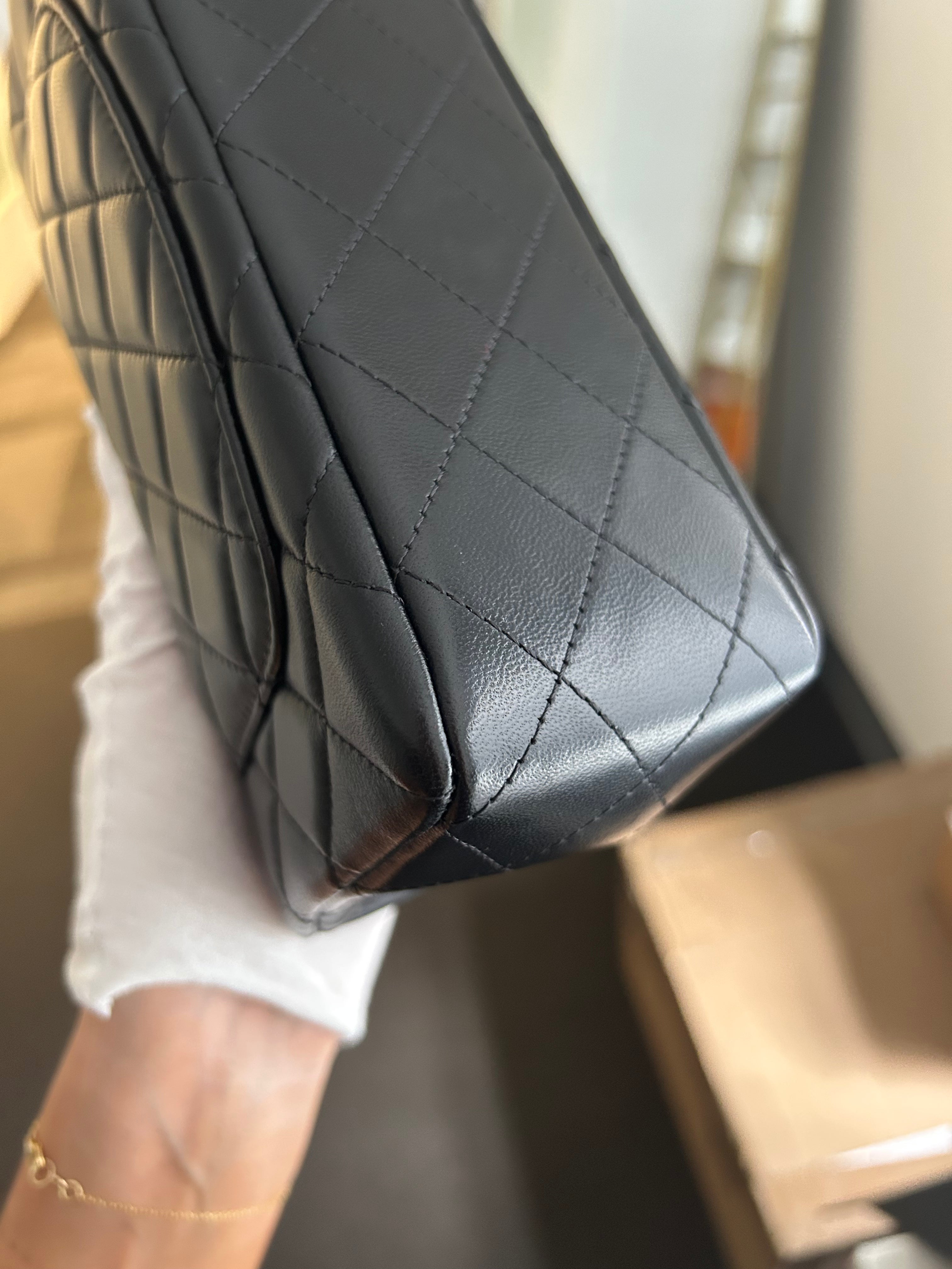 Black Quilted Lambskin Mini Rectangular Flap Bag