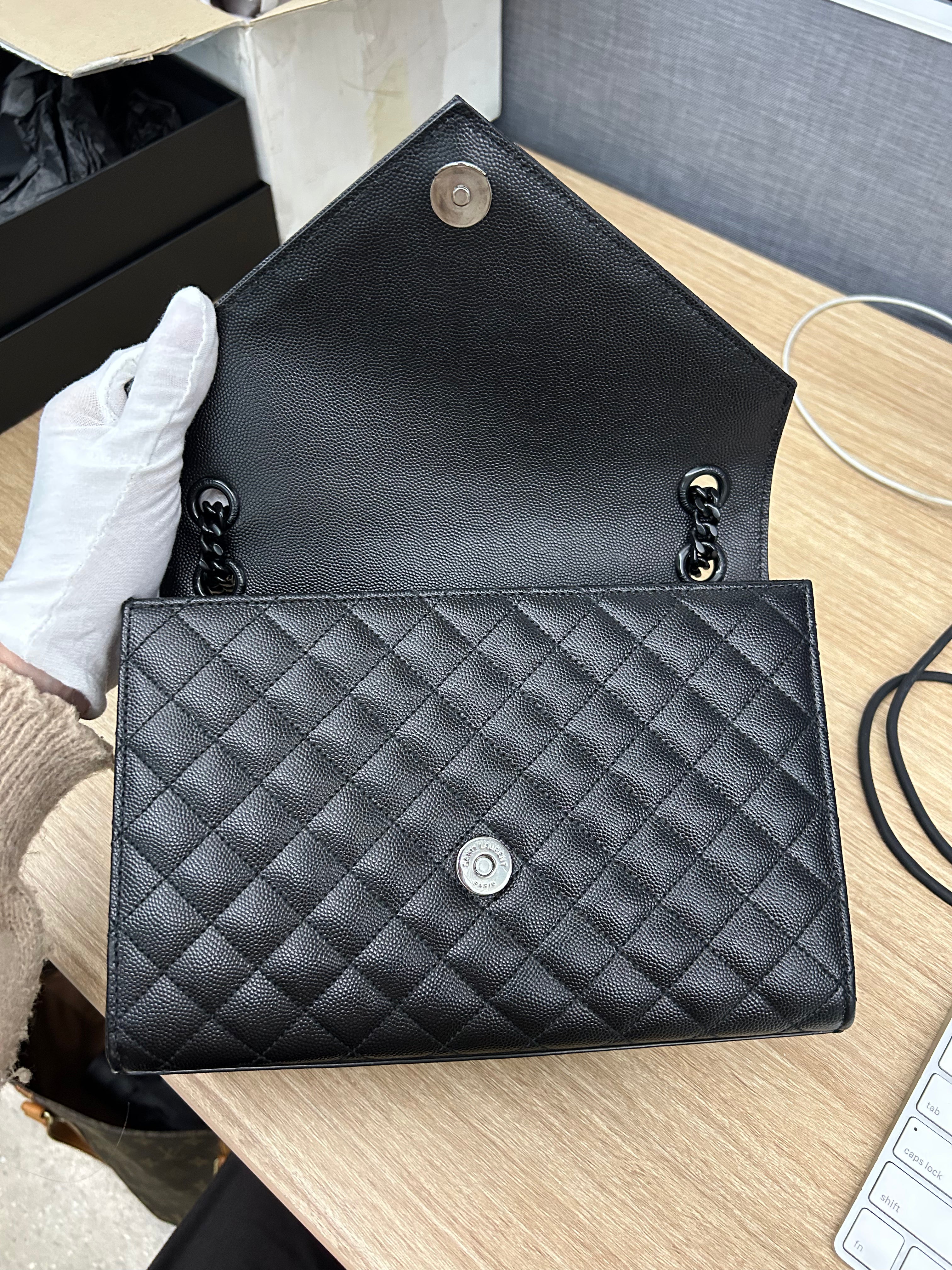 So Black Monogram Matelasse Medium Envelope Chain Bag