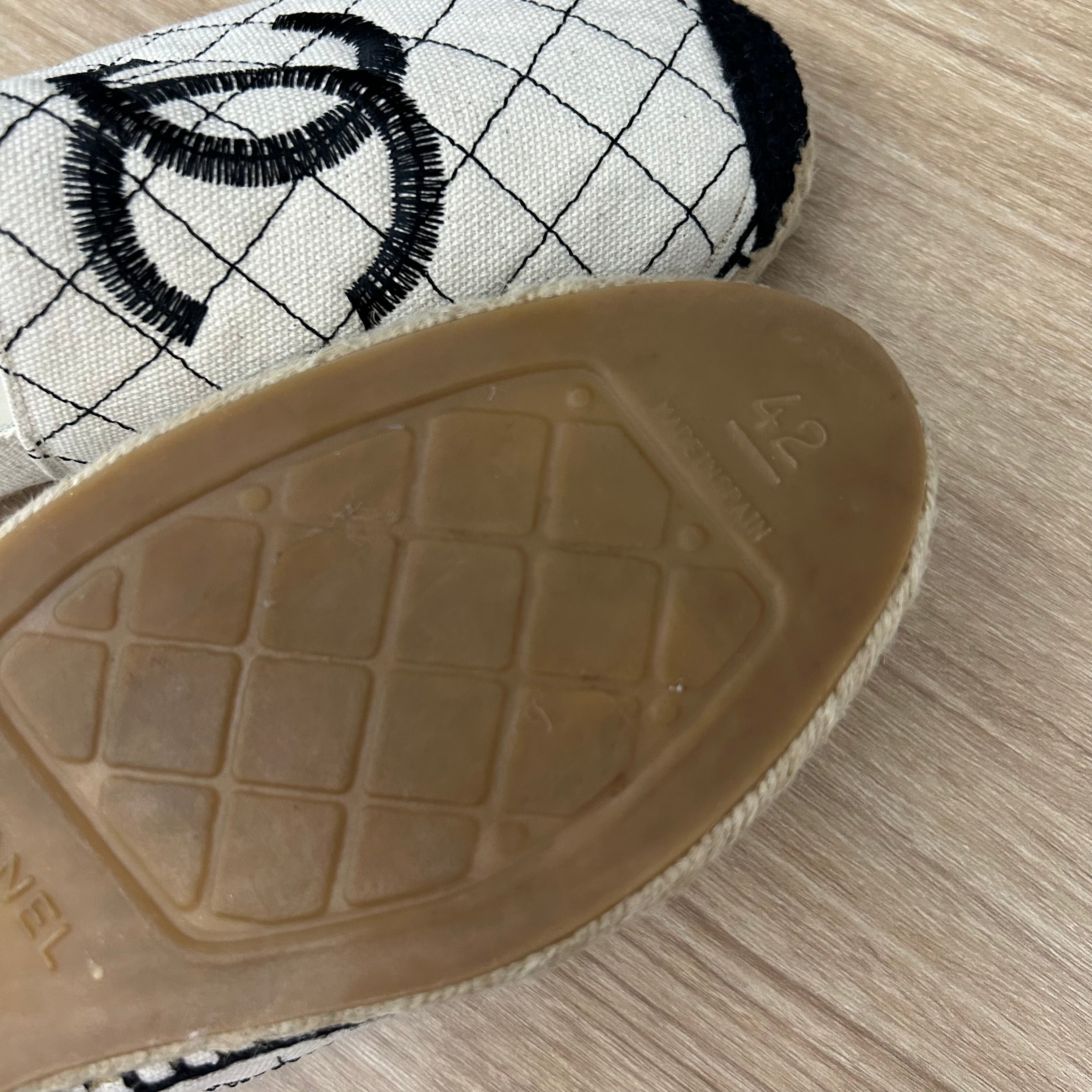 Beige Quilted Canvas Espadrilles 42