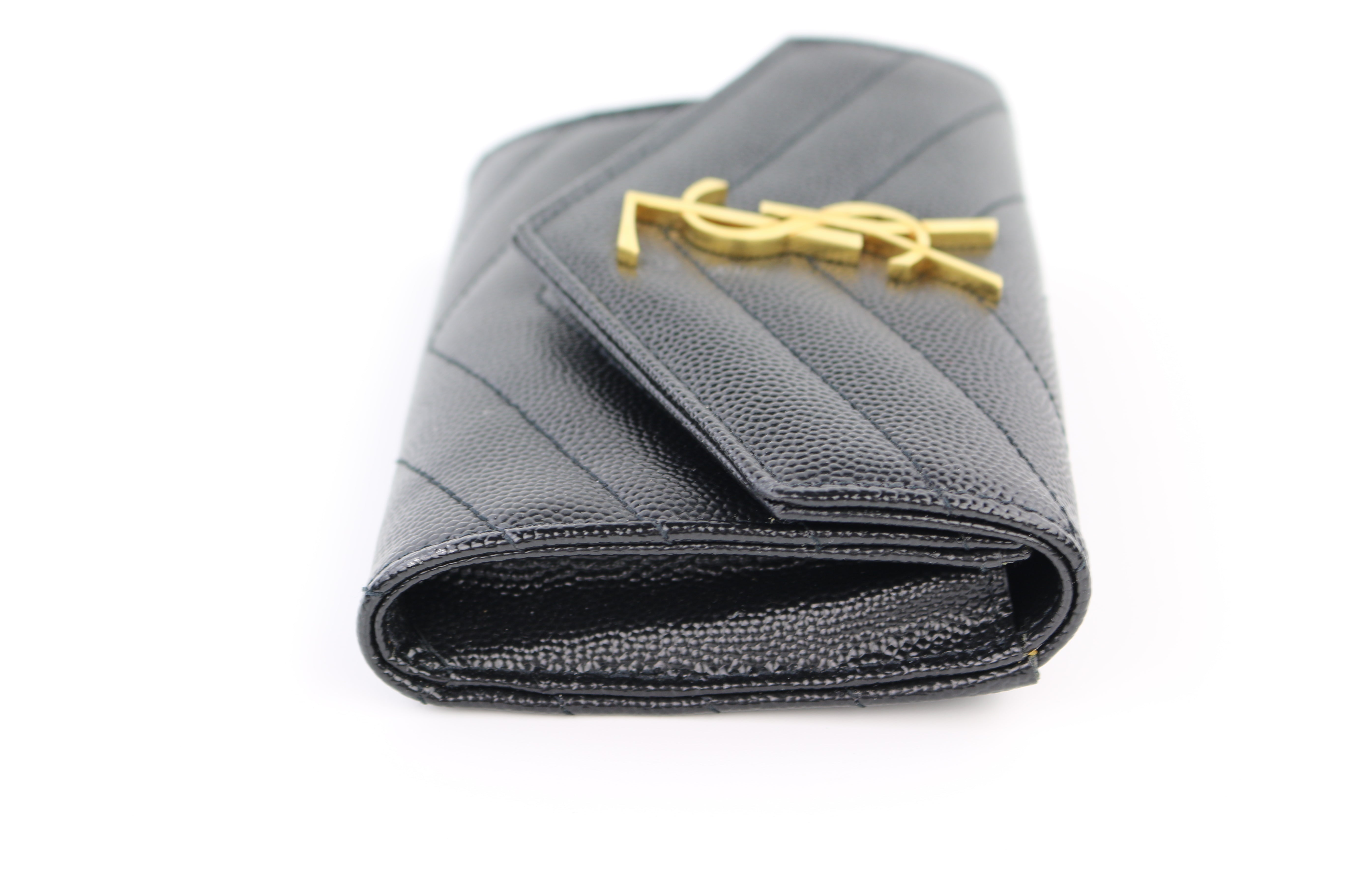 Black Matelasse Compact Wallet