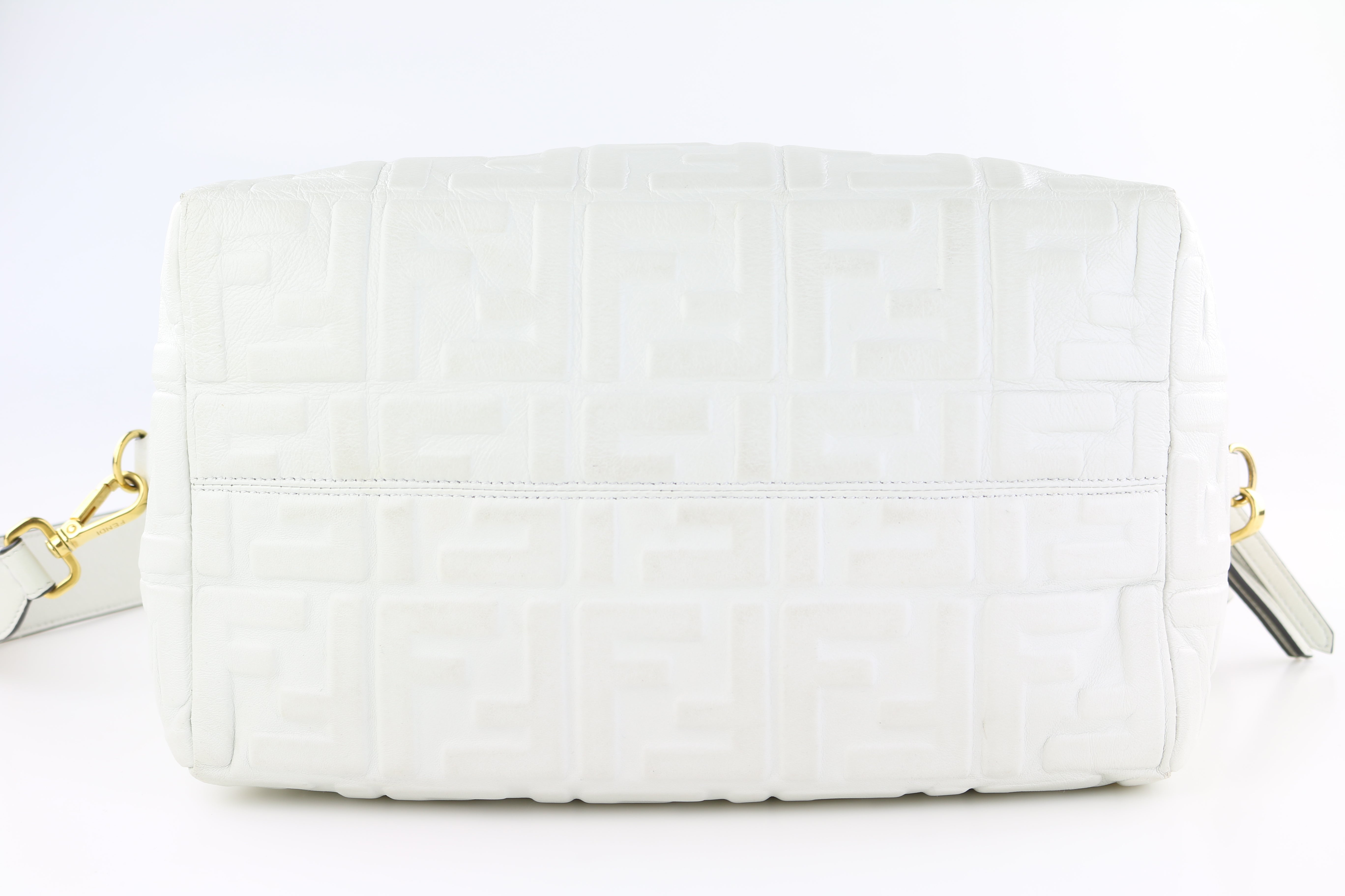White Embossed Zucca Medium Boston Bag