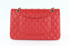 Red Lambskin Medium Flap