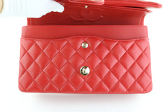 Red Lambskin Medium Flap