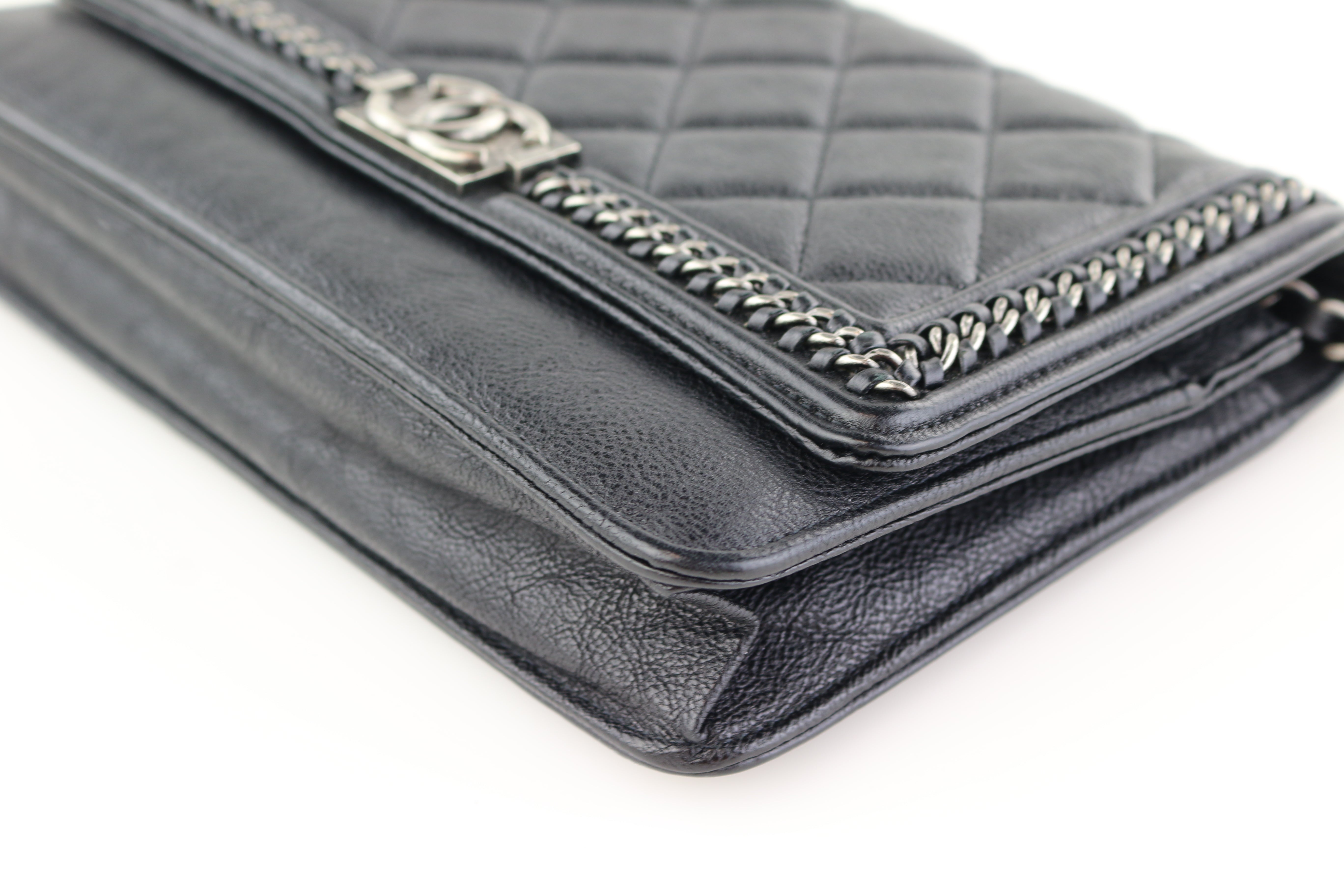 Black Calfskin Chain Around Boy WOC