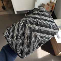 Black Chevron Strass Mini Flap Bag