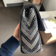 Black Chevron Strass Mini Flap Bag