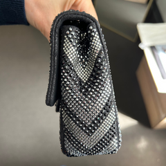 Black Chevron Strass Mini Flap Bag
