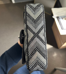 Black Chevron Strass Mini Flap Bag