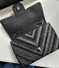 Black Chevron Strass Mini Flap Bag