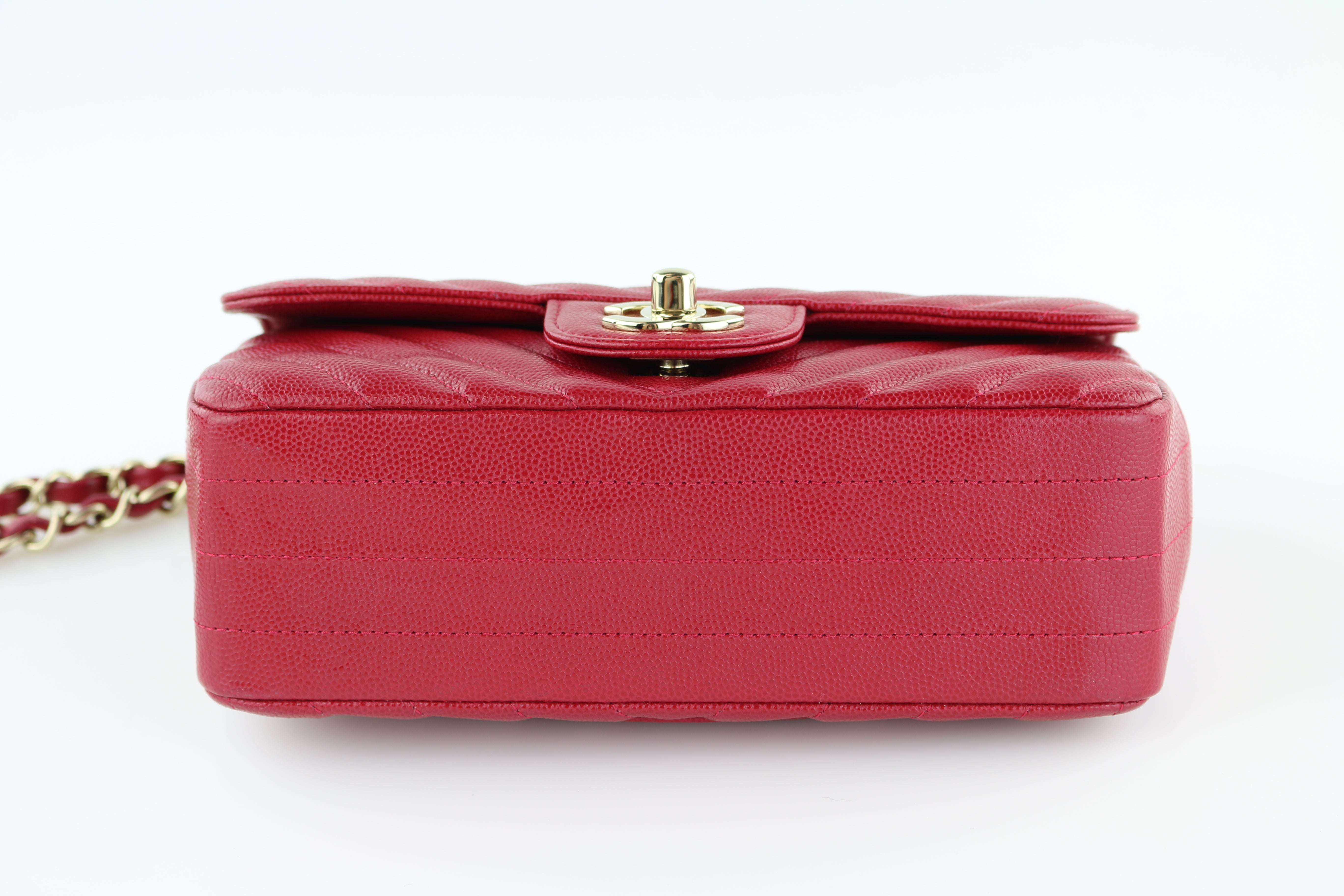 Raspberry Chevron Caviar Rectangular Mini