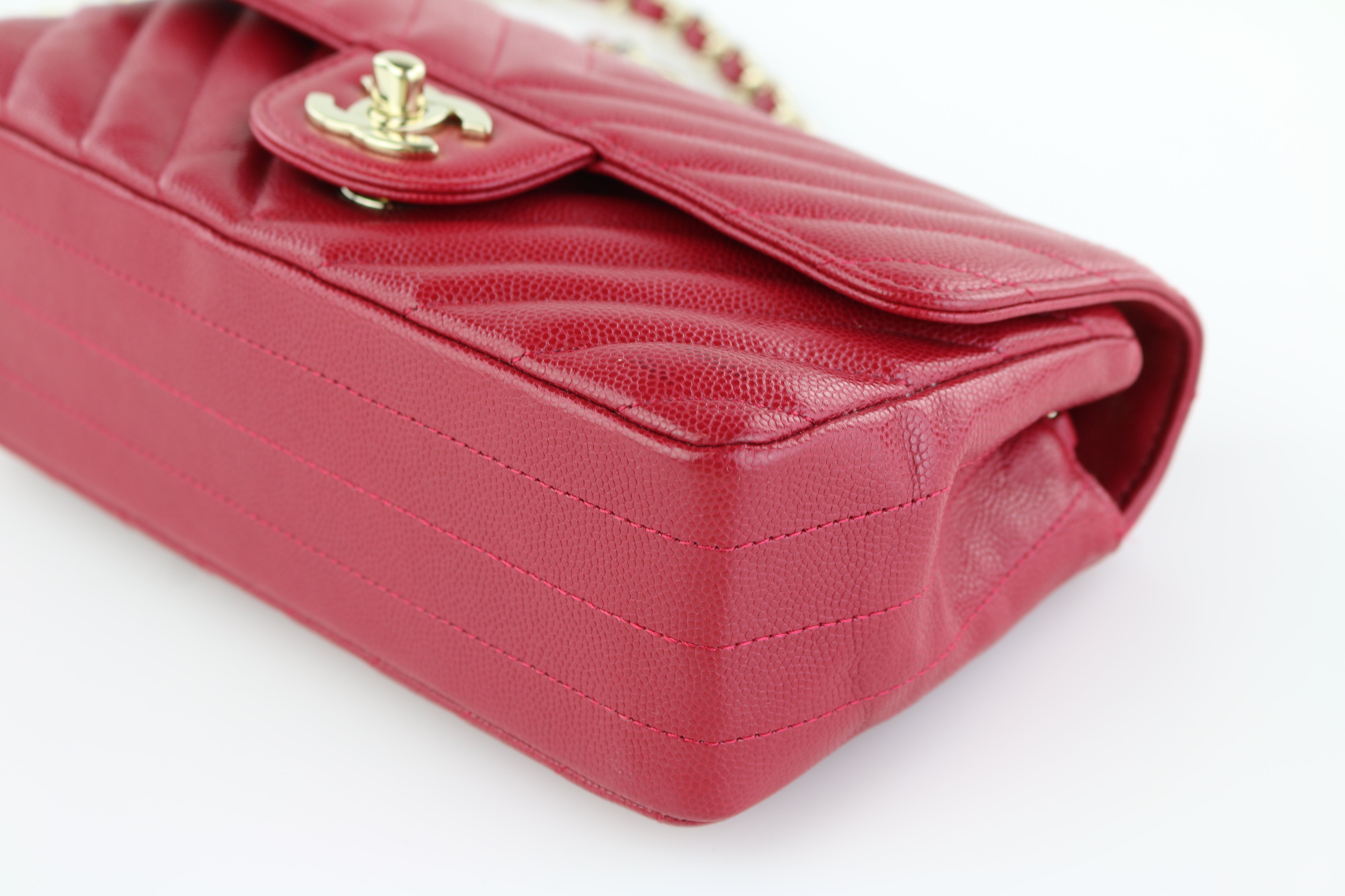 Raspberry Chevron Caviar Rectangular Mini