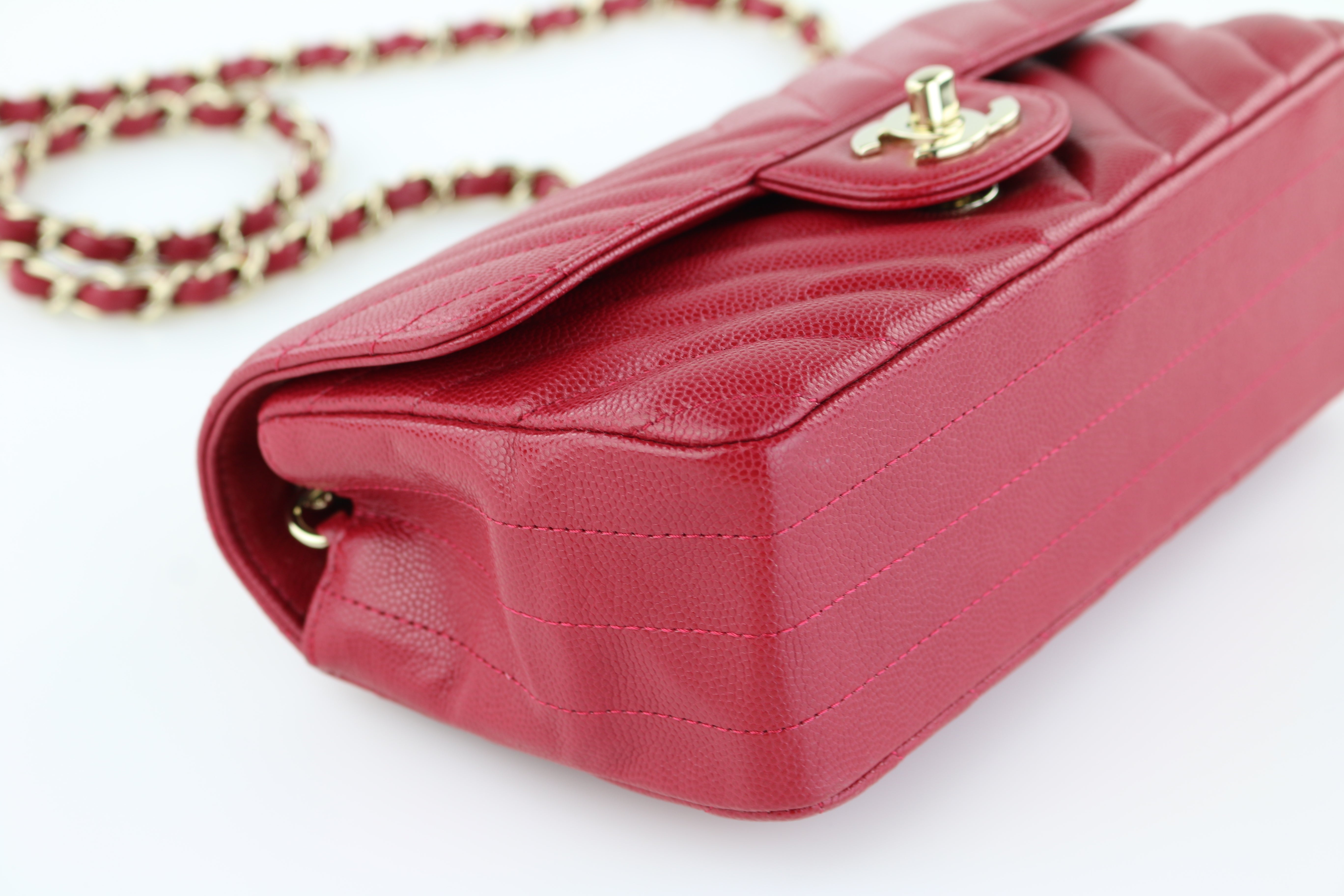 Raspberry Chevron Caviar Rectangular Mini