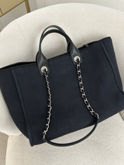 Black Mixed Fibers Large Deauville Tote