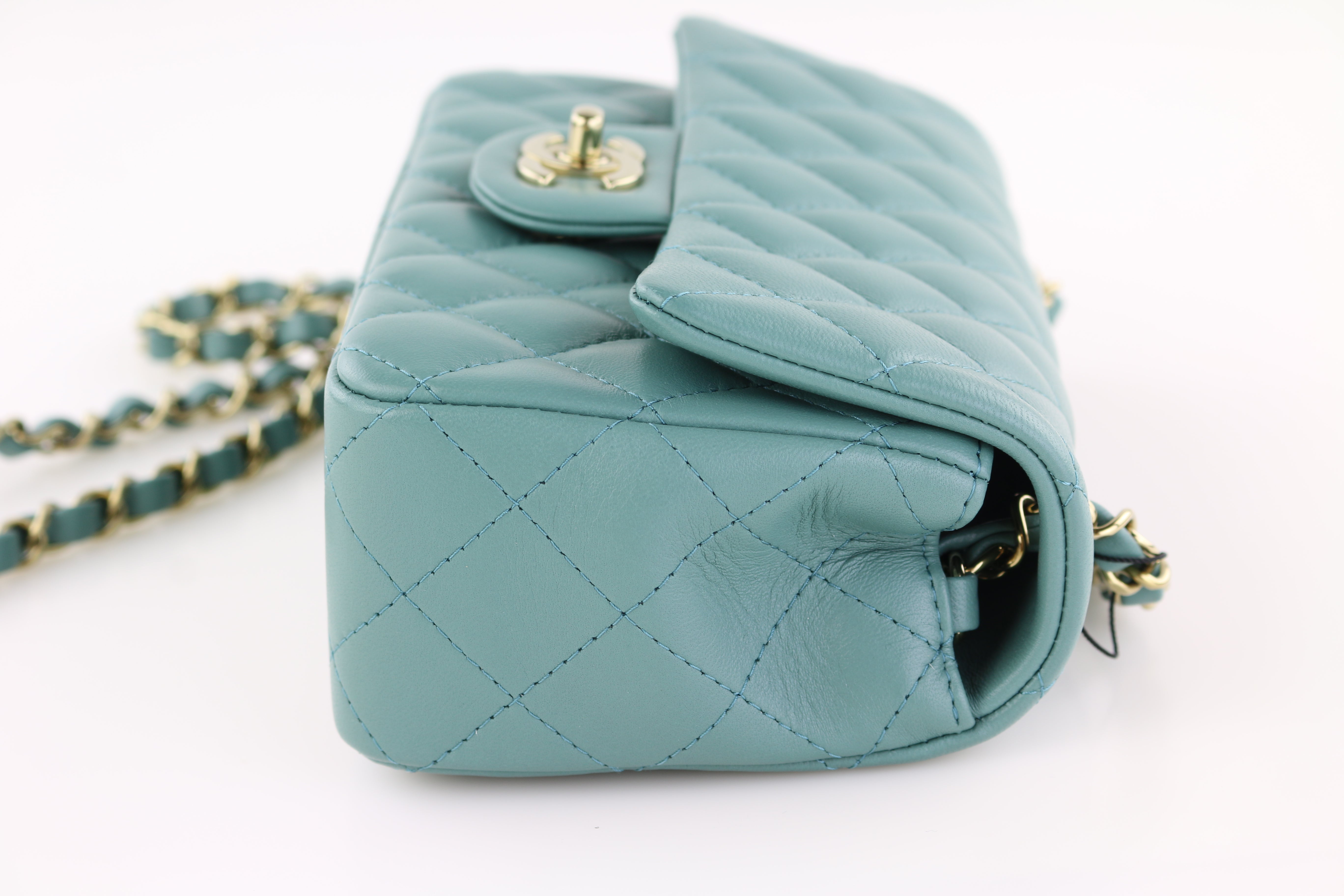 Green Lambskin Rectangular Mini